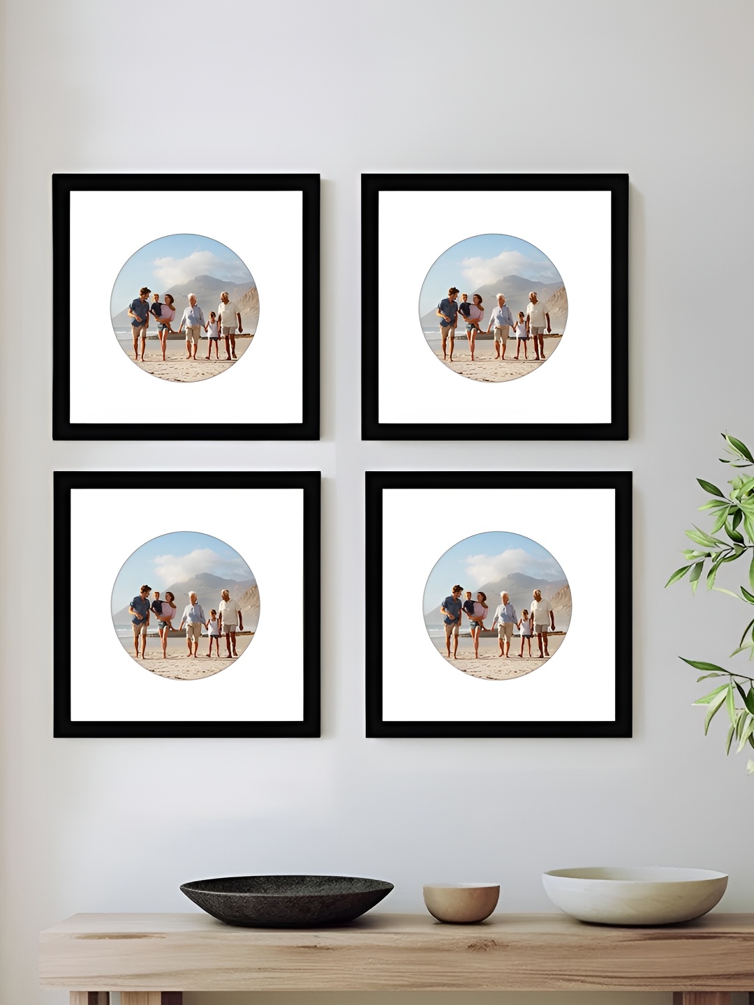 

Art Street Black and White 4 Pieces Self Design Wooden Wall Photo Frames