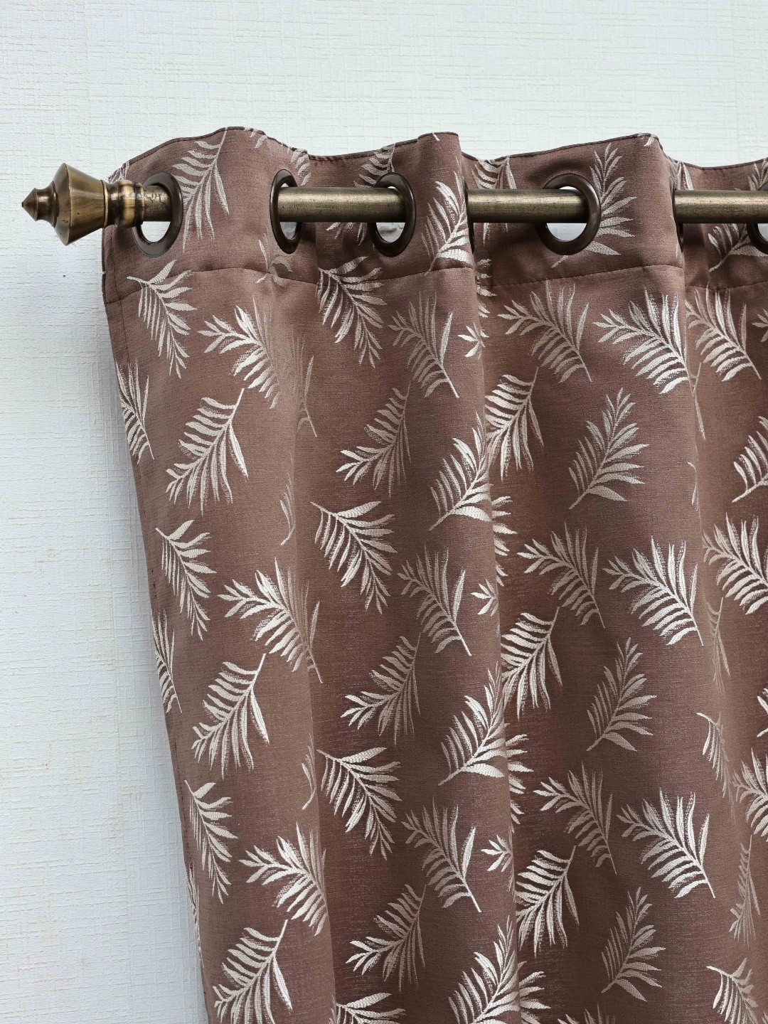 

Ariana Airy With Satin Brown & White Floral Semi-Blackout Window Curtain, Grey