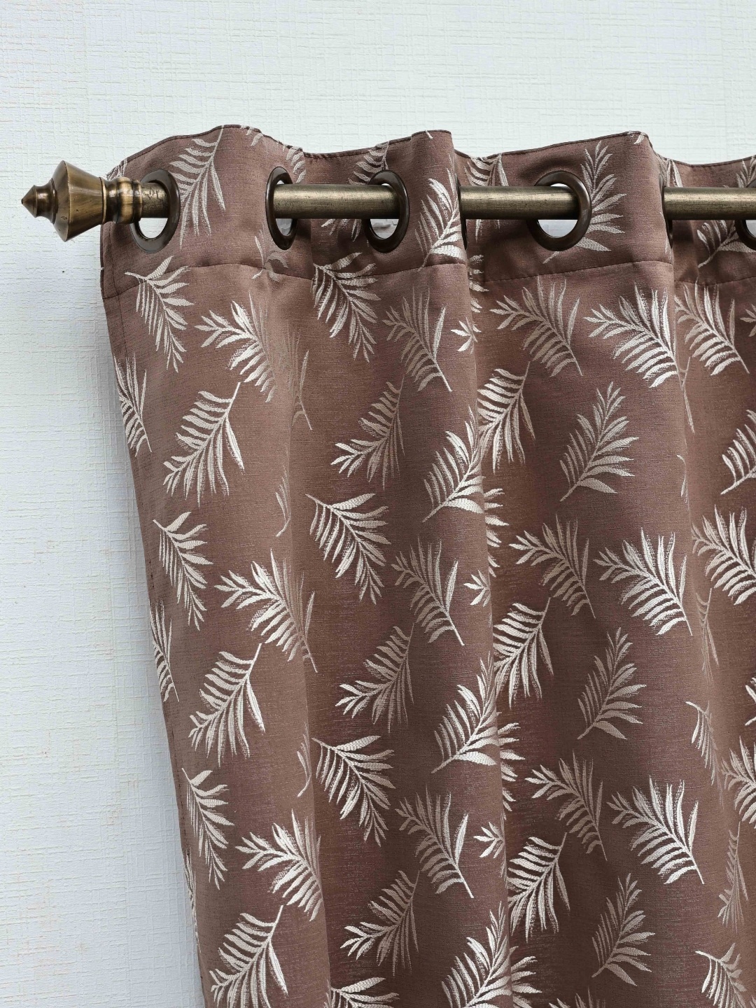 

Ariana Airy Brown & White Floral Printed Room Darkening Window Curtain