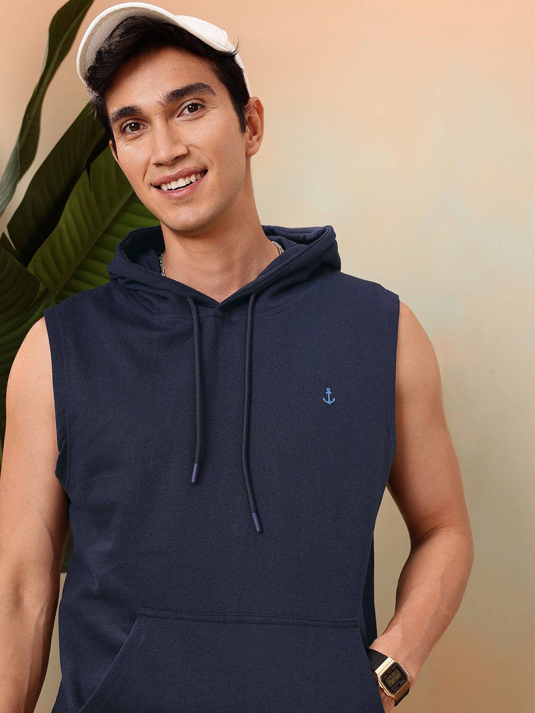 

Mast & Harbour Men Hooded Sweatshirt, Navy blue
