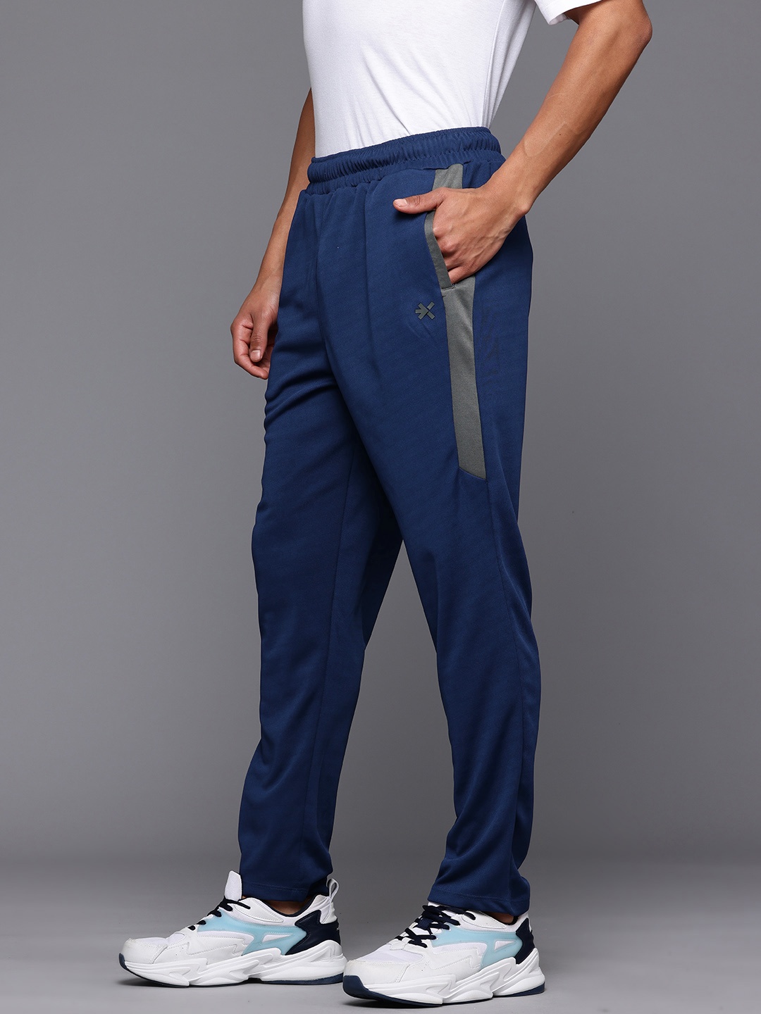 

HRX by Hrithik Roshan Men Striped Cricket Track Pants, Blue