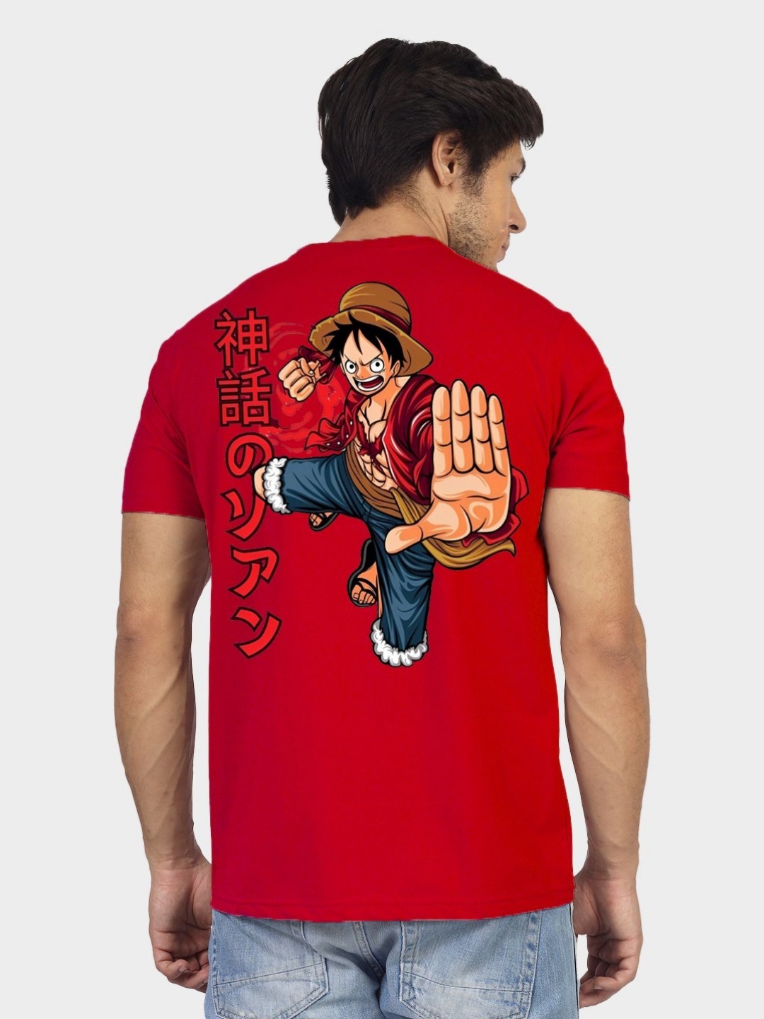 

Greylongg Men Graphic Printed Round Neck Cotton T-shirt, Red