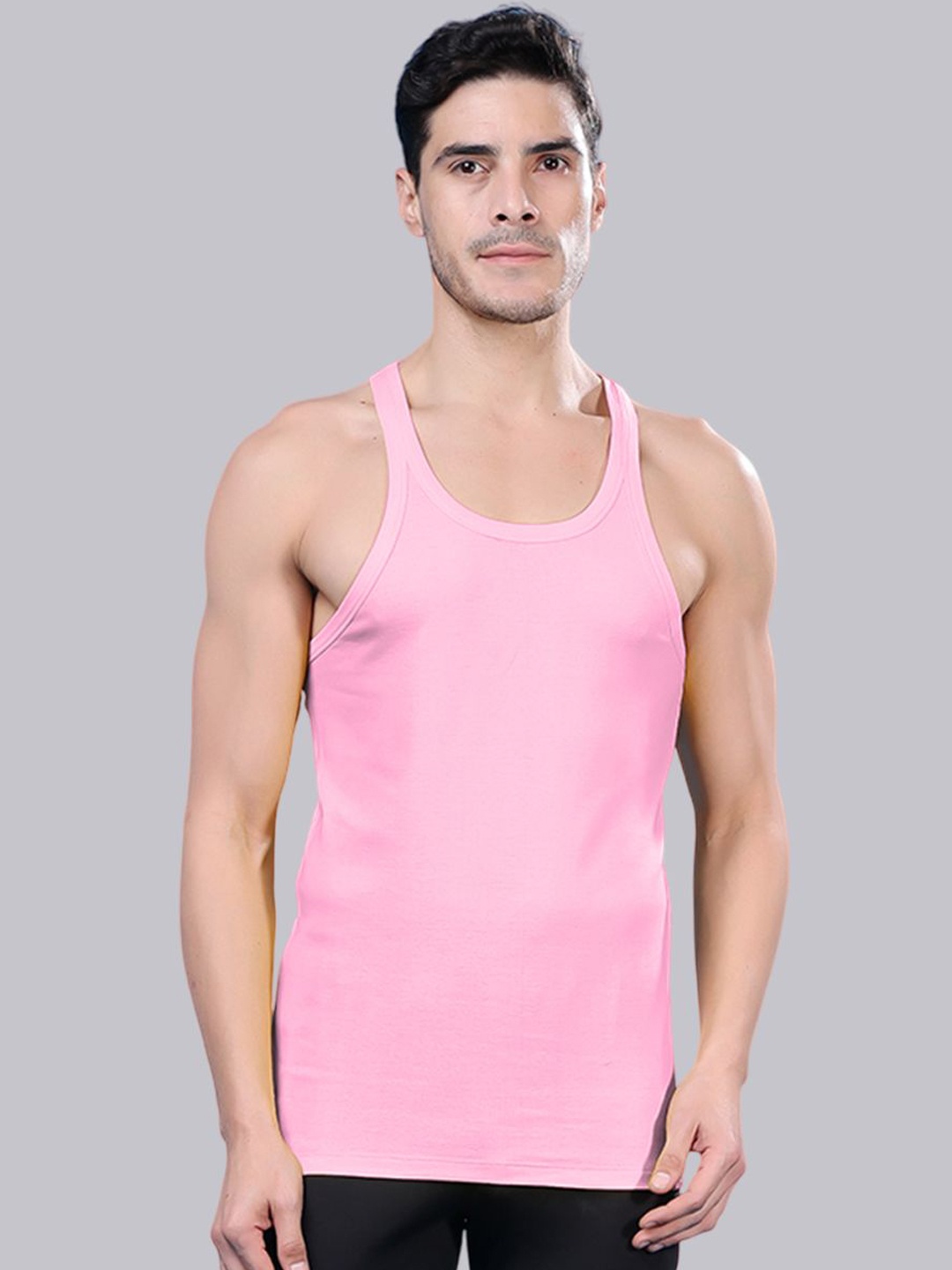 

Friskers Men Round Neck Cotton Gym Vest, Lavender