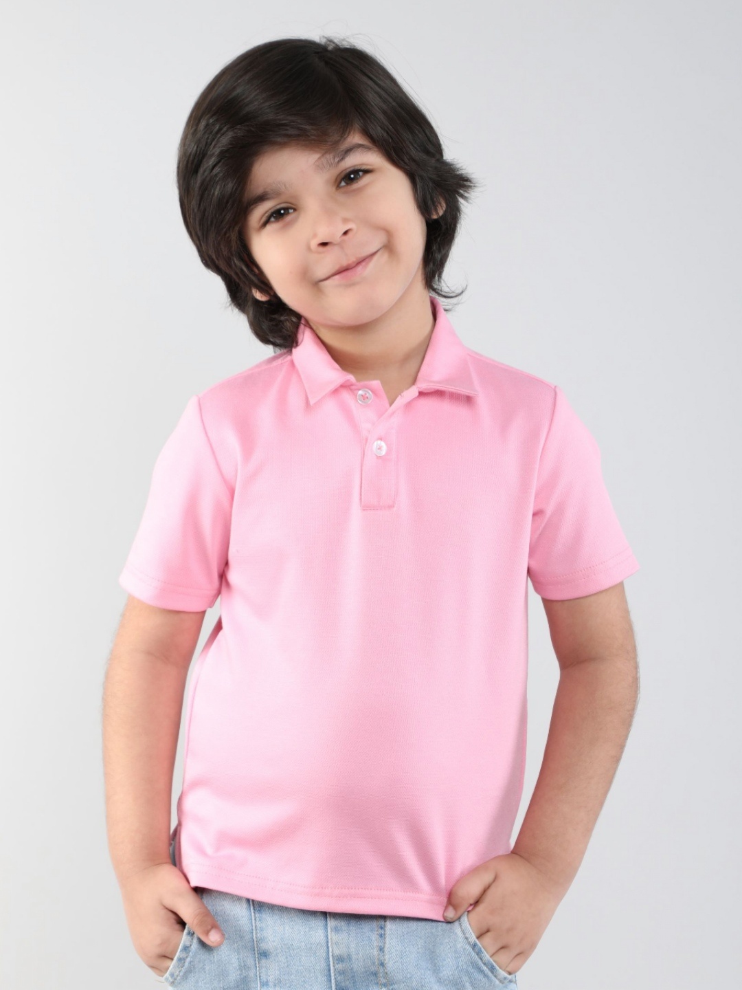 

taffykids Boys Solid Polo Collar T-shirt, Pink