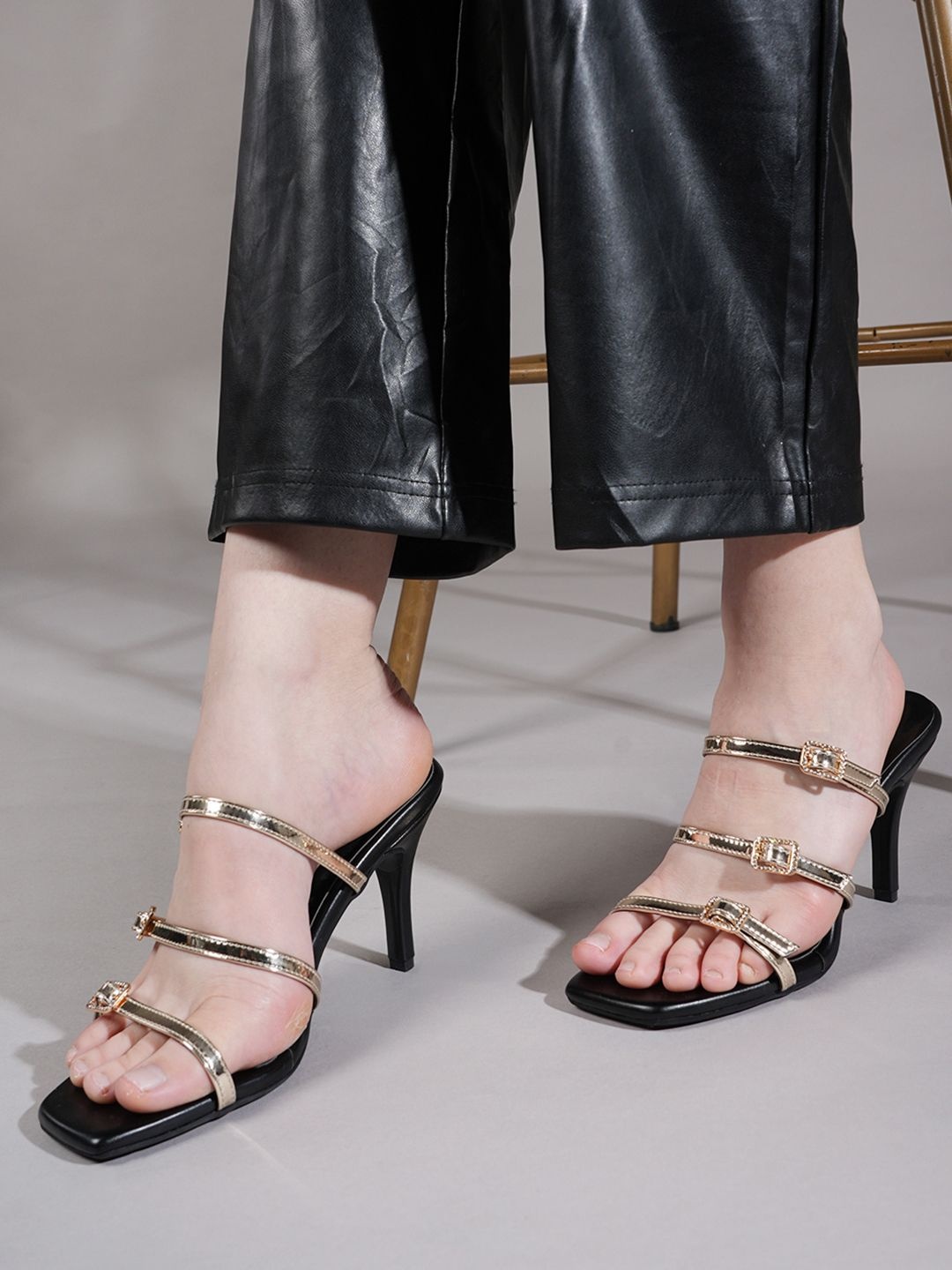 

Lavie Slim Heeled Sandals with Buckles, Gold