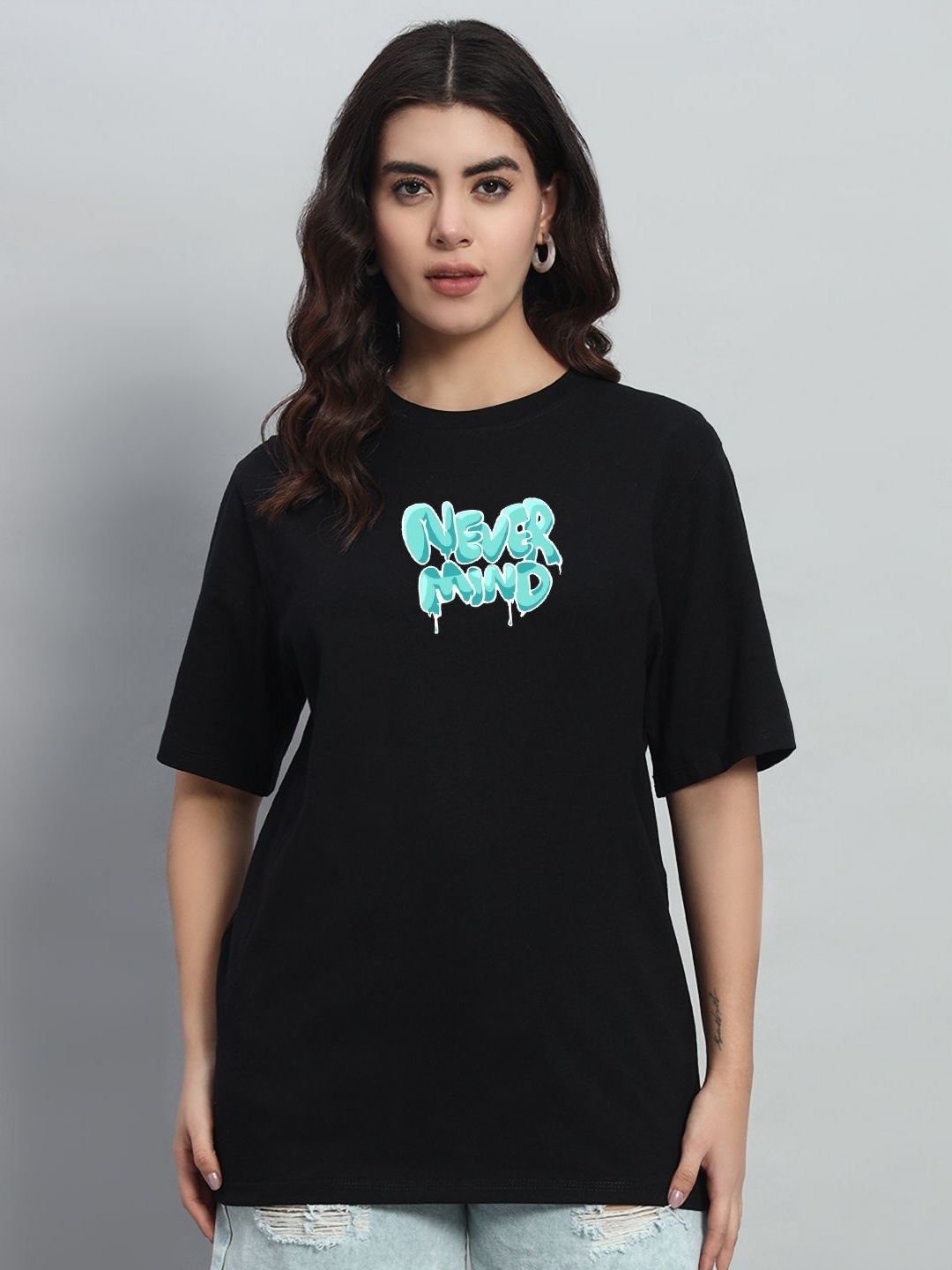 

N1F FASHION Women Typography Printed T-shirt, Black