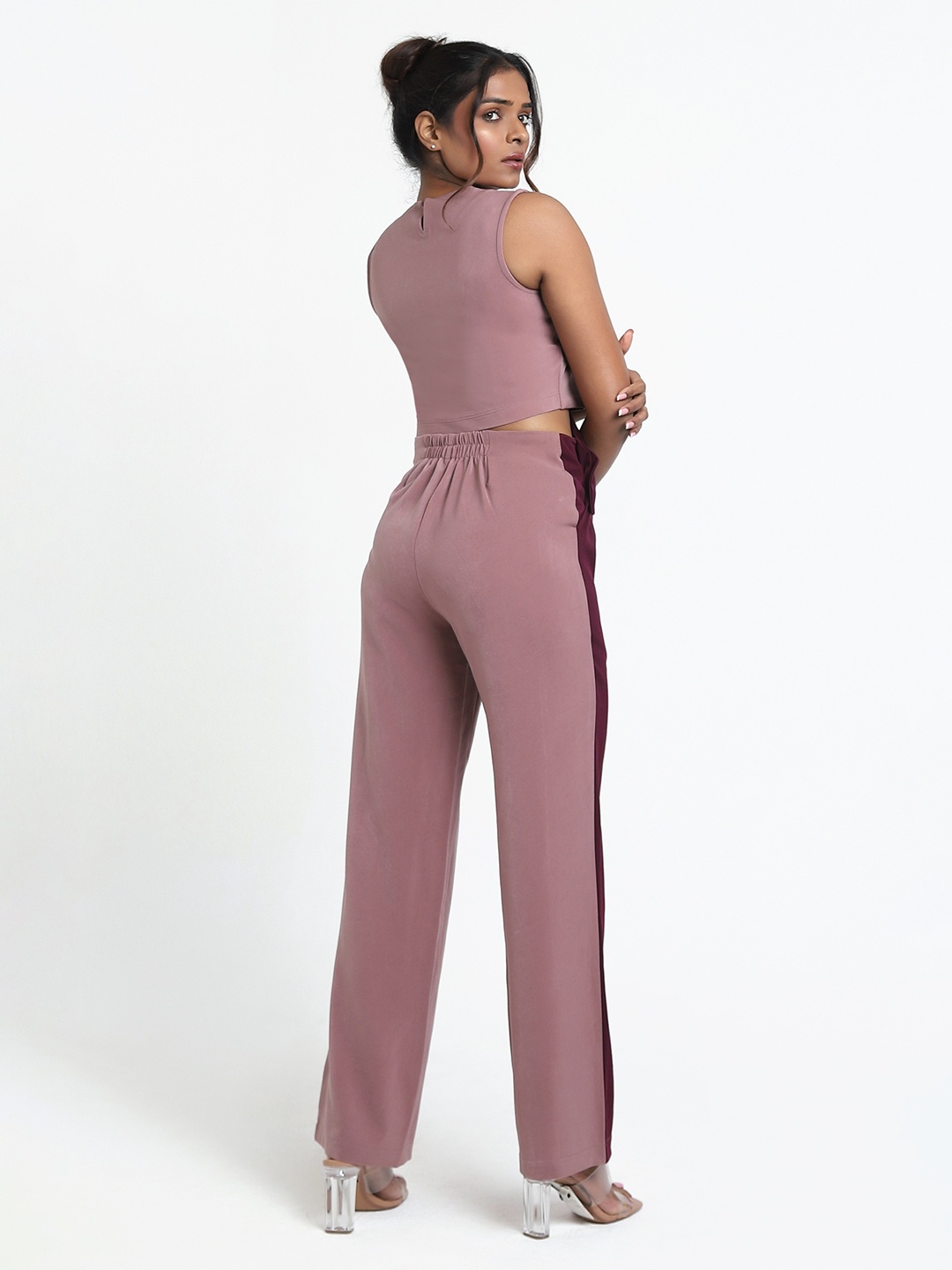 

Matsze Women Straight Fit High Rise Trousers, Burgundy