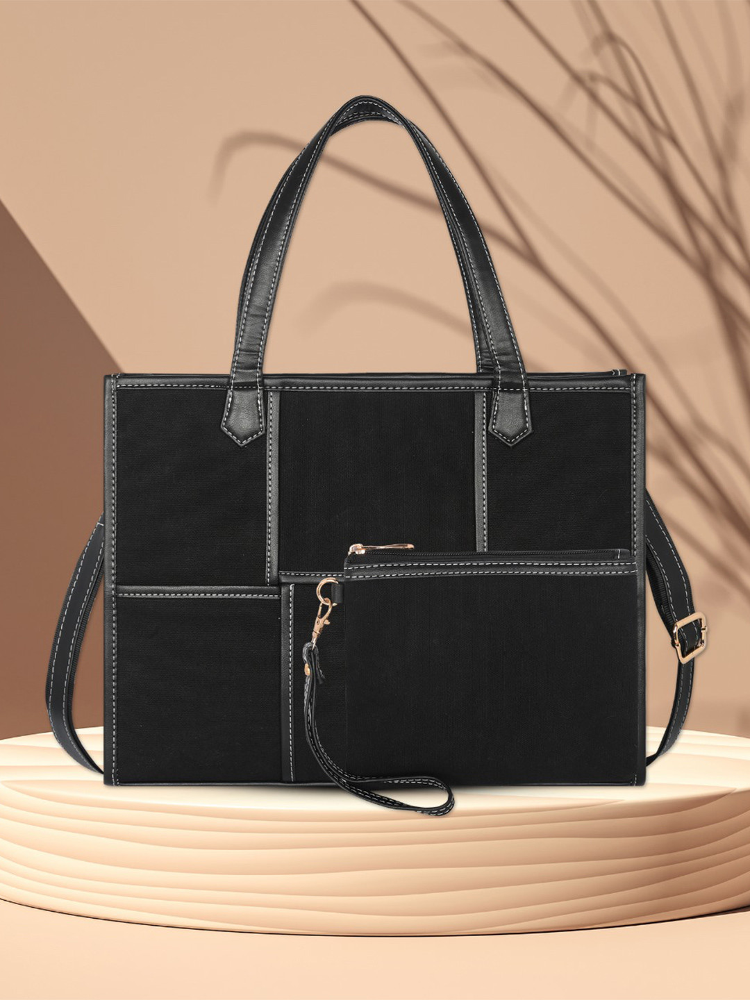 

Womanix Women Solid Structured Shoulder Bag, Black