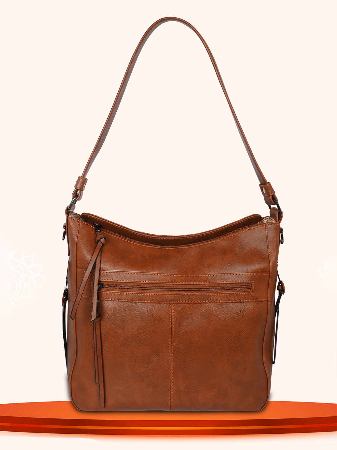 

Womanix Women Solid Shoulder Bag With Tasselled, Brown