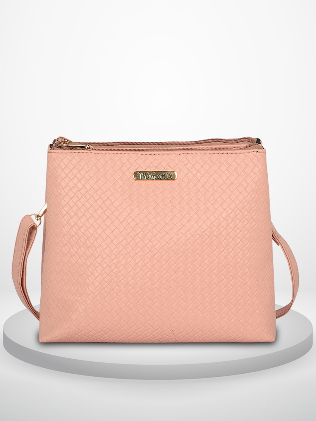 

Womanix Women Textured Crossbody Sling Bag, Peach