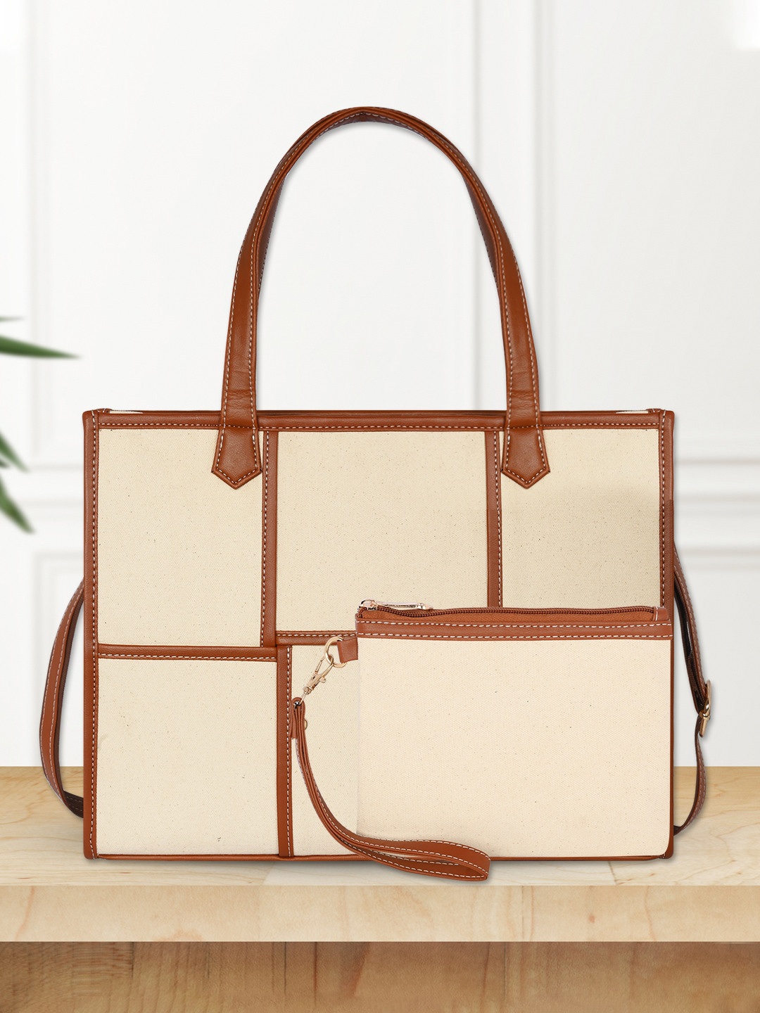 

Womanix Women Solid Structured Shoulder Bag, Beige