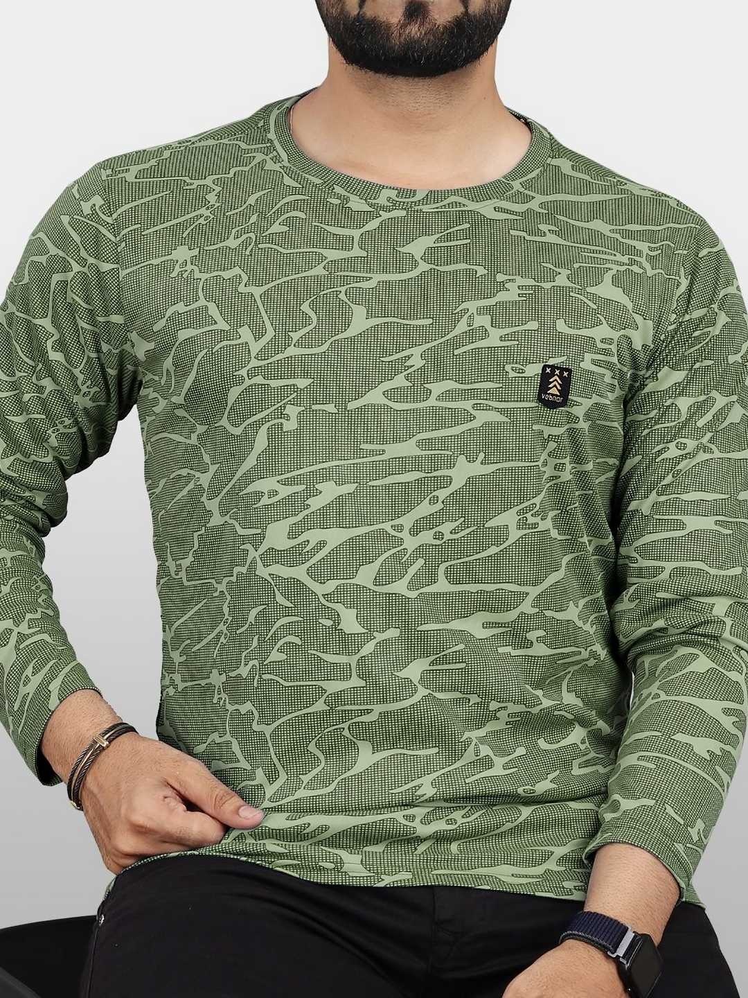 

VeBNoR Men Abstract Printed Round Neck Casual T-shirt, Green