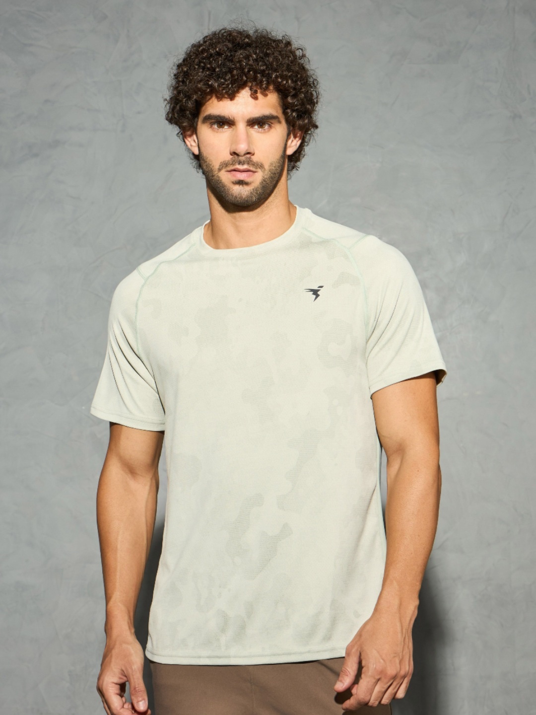 

Technosport Men Abstract Printed Antimicrobial Slim Fit Round Neck Sport T-shirt, Green
