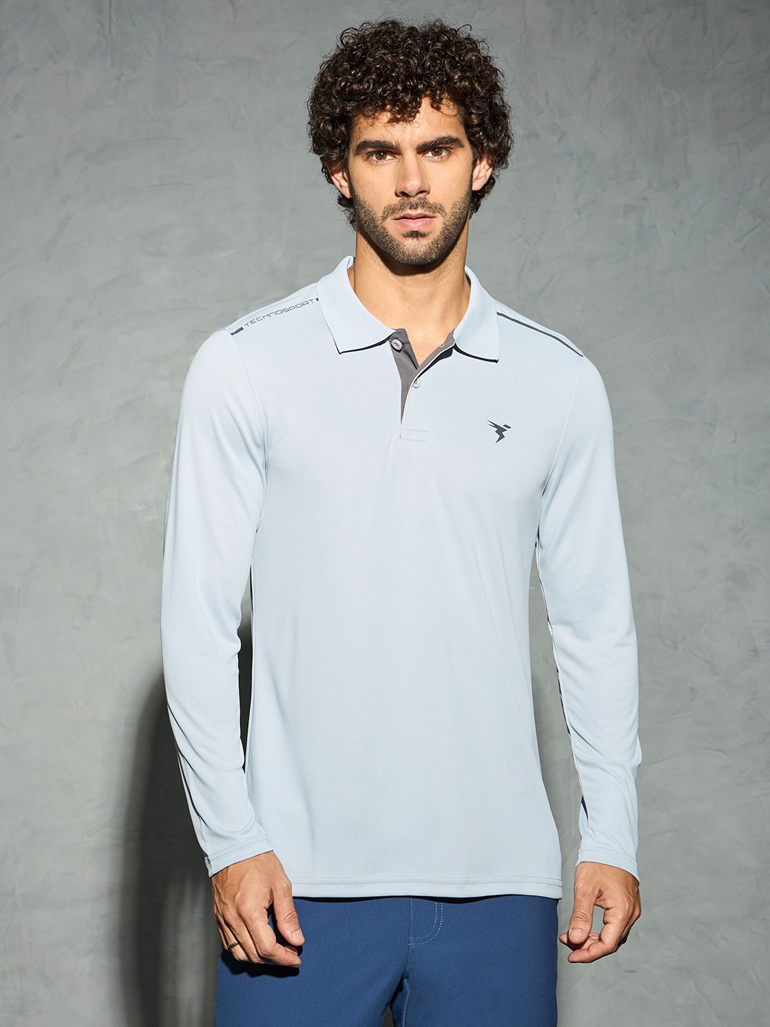 

Technosport Men Polo Collar Antimicrobial Slim Fit Sport T-shirt, Blue