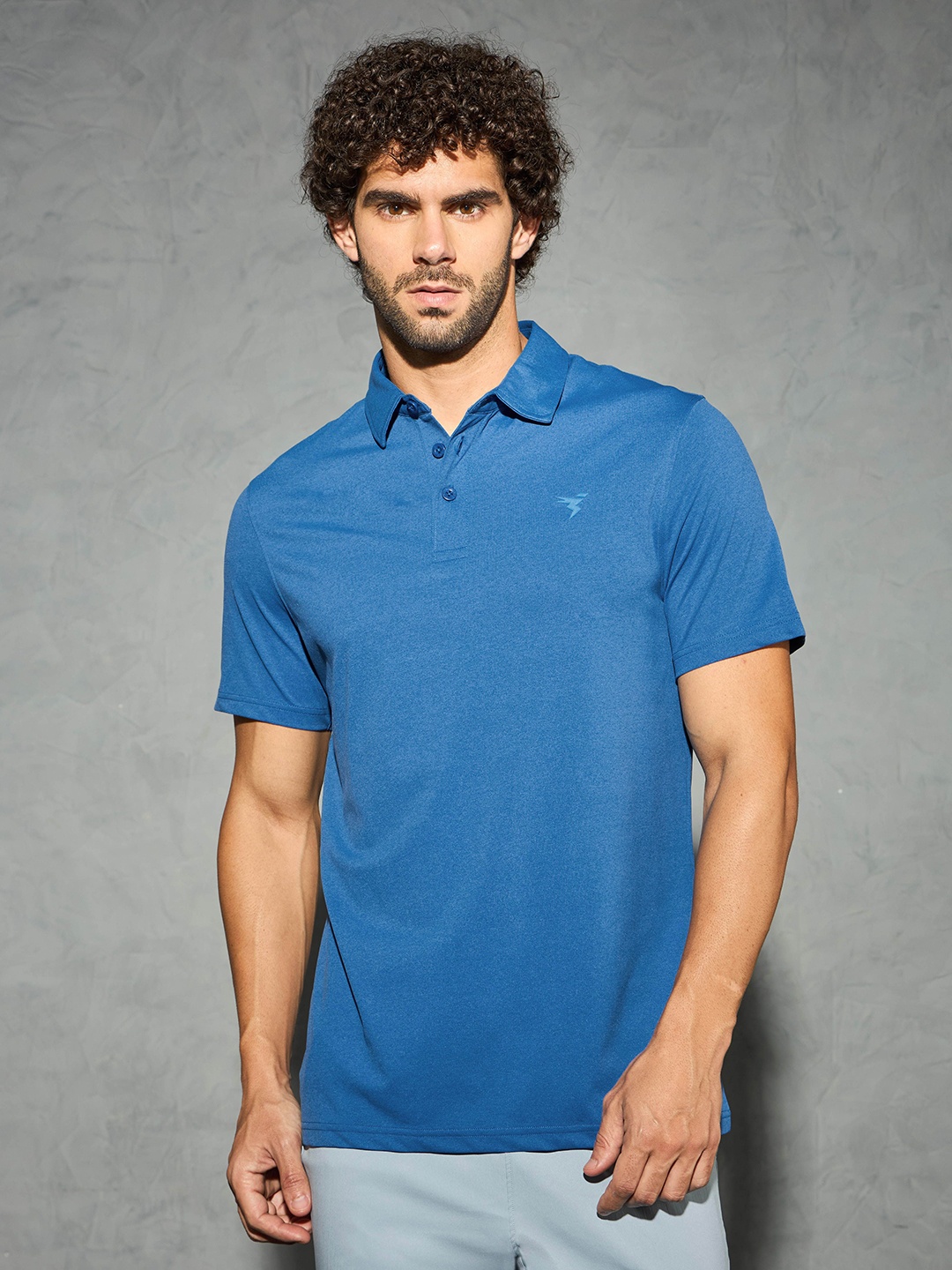 

Technosport Men Solid Polo Collar Antimicrobial Slim Fit Sport T-shirt, Blue