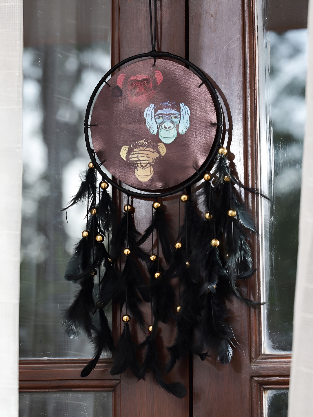 

DULI Black & Brown Printed Dream Catcher Wall Hanging