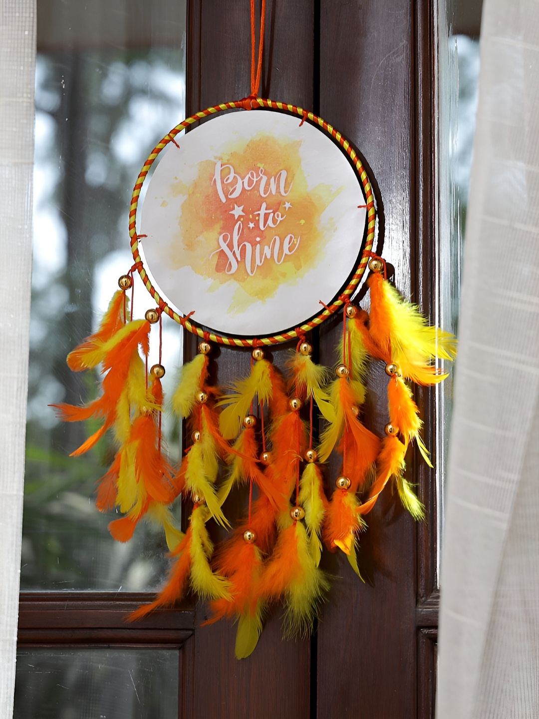 

DULI Orange & White Printed Dream Catcher Wall Decor
