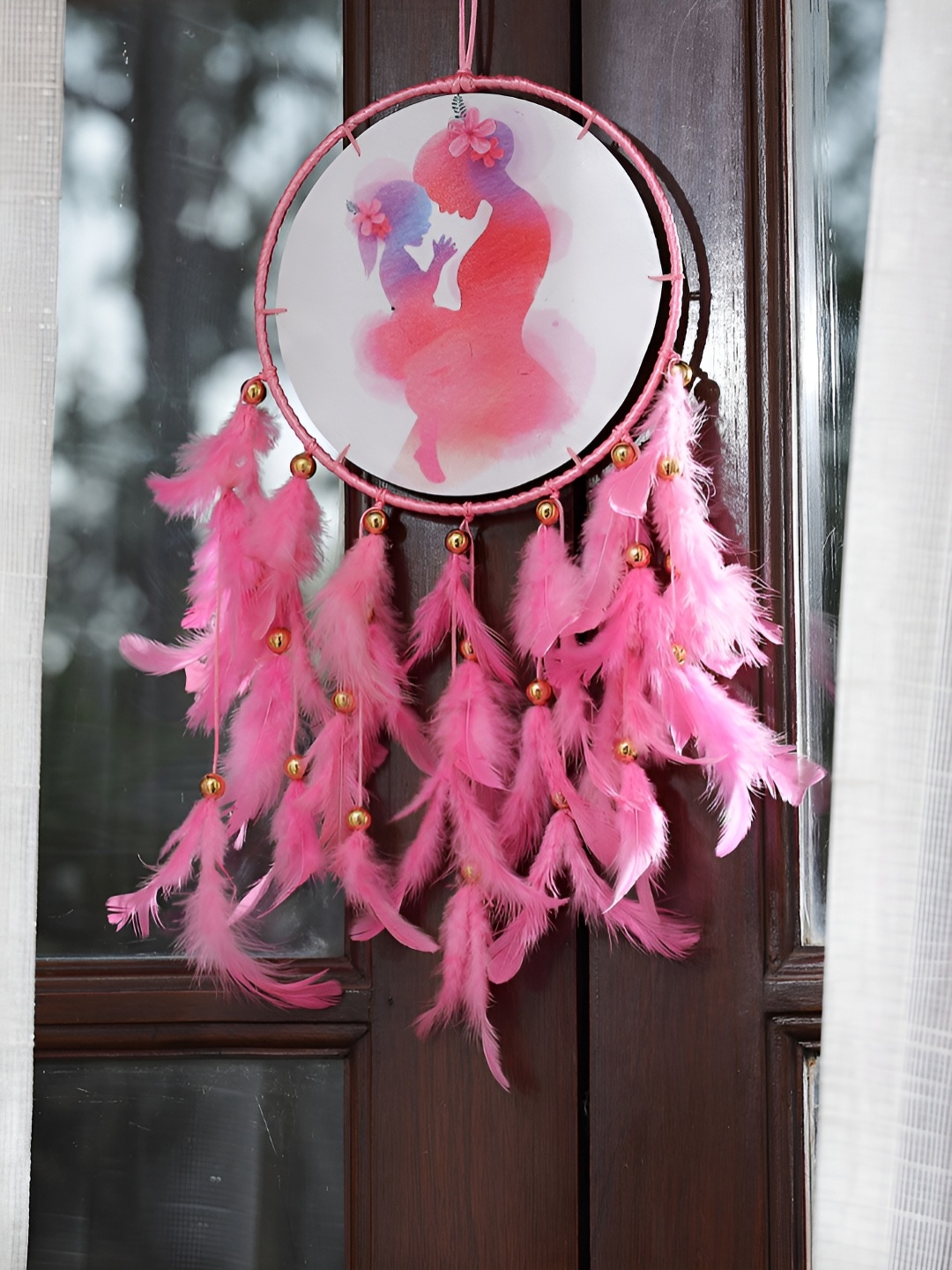 DULI Pink & White Printed Dream Catcher Wall Decor