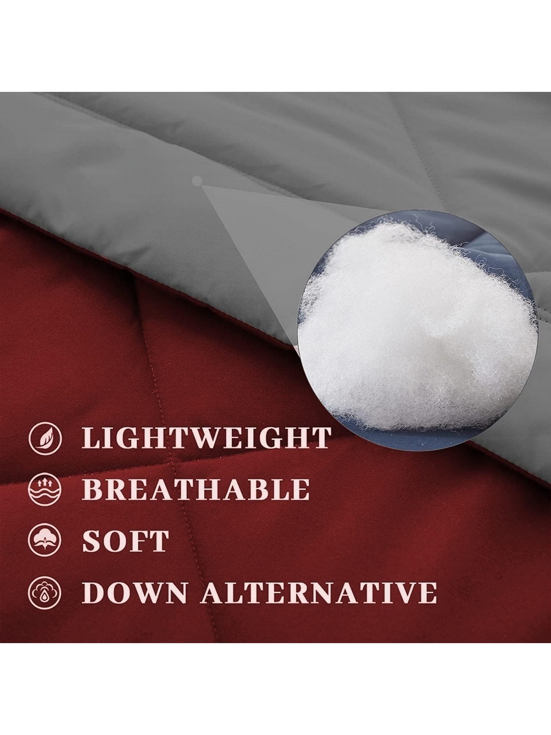 

MAGICAL Maroon & Grey 350 GSM Double Bed Comforter