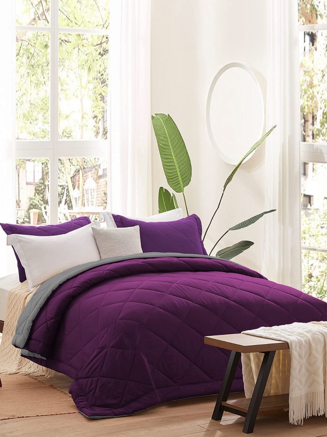 

MAGICAL Purple & Grey 350 GSM Double Bed Comforter