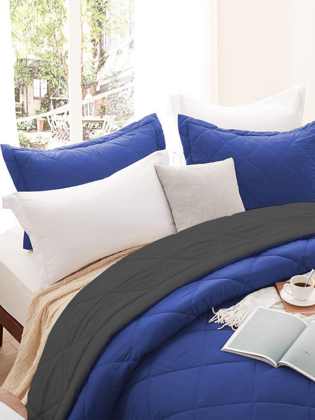 

MAGICAL Blue & Grey 350 GSM Double Bed Blanket