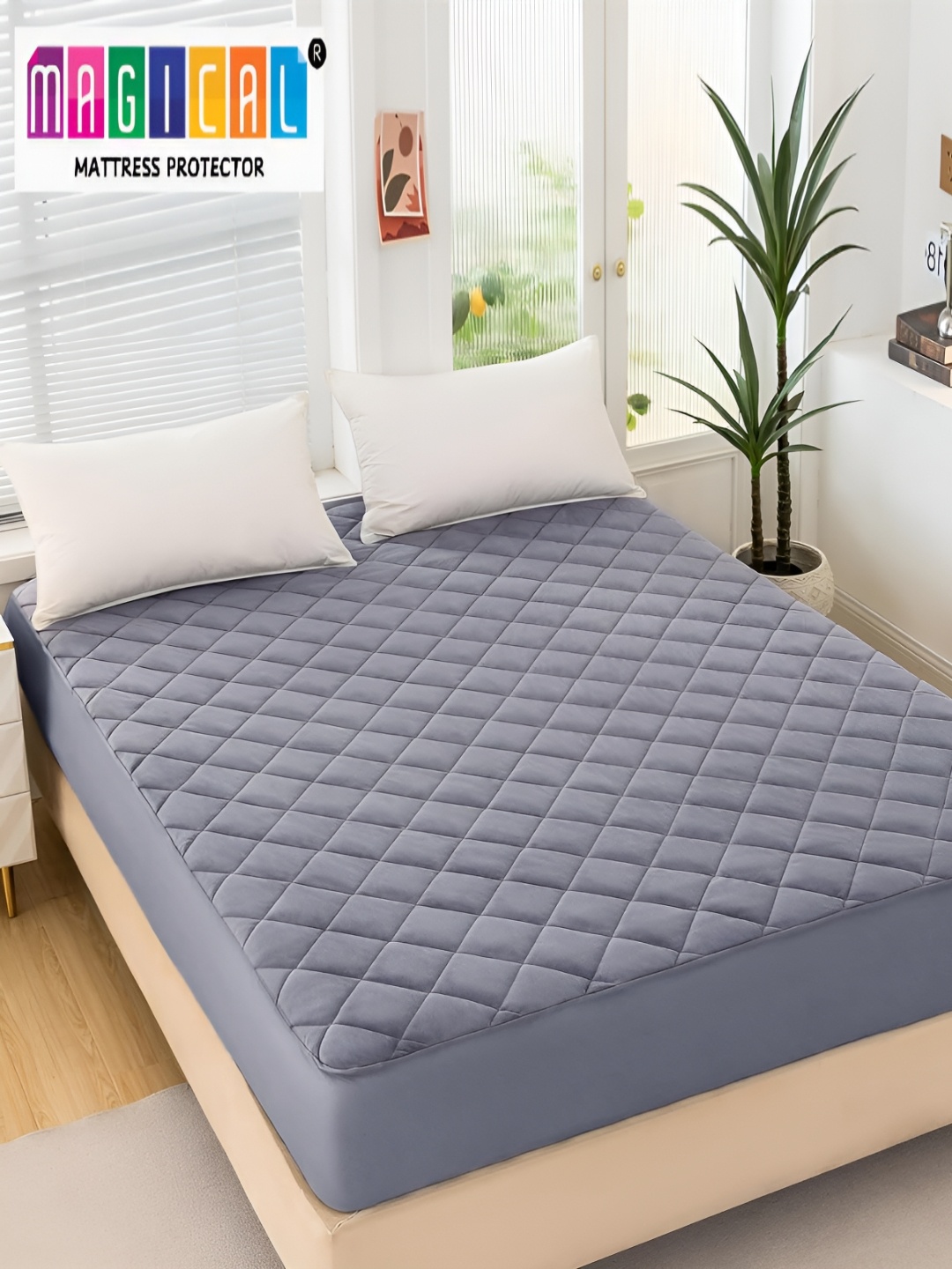 

MAGICAL Grey Polyester Water Resistant Mattress Protector