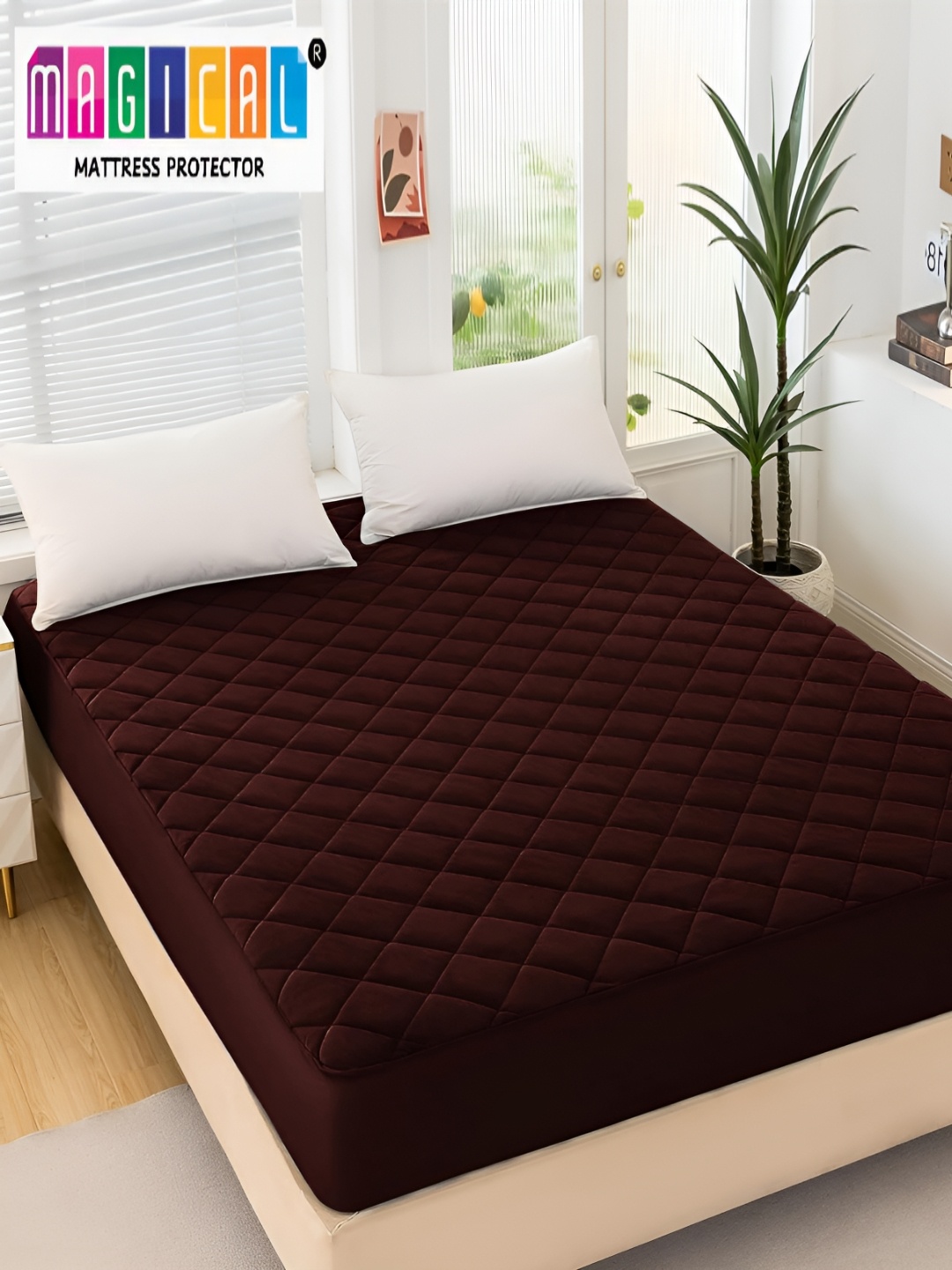 

MAGICAL Brown Polyester Water Resistant Mattress Protector