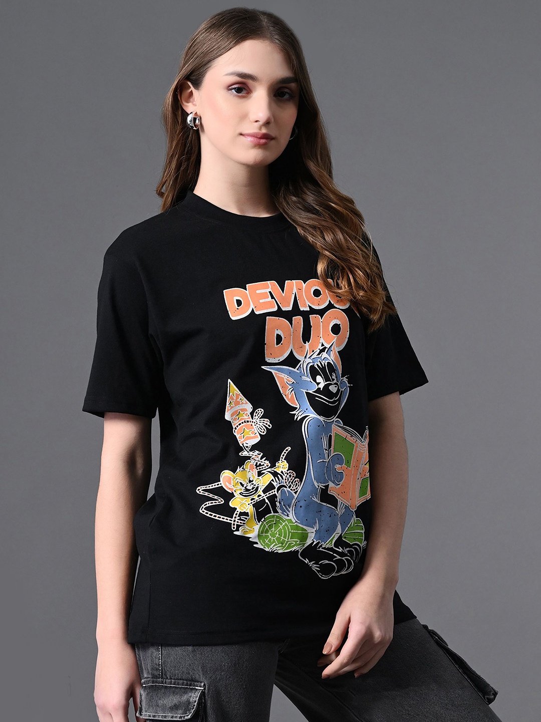 

Kook N Keech Women Printed Bio Finish T-shirt, Black
