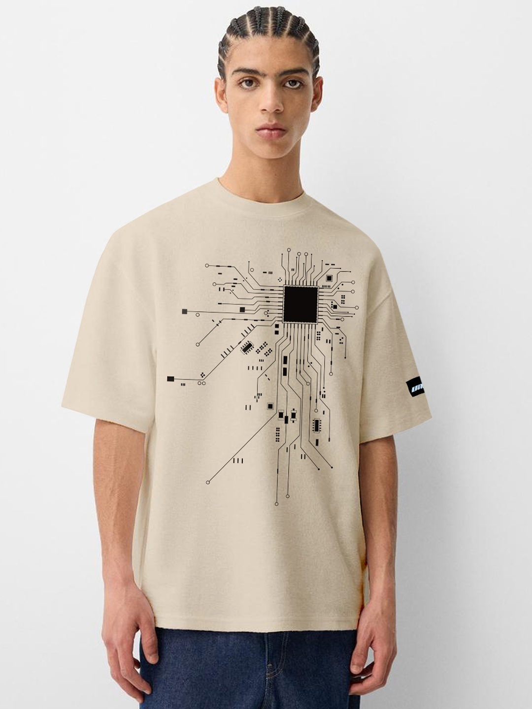 

UNRL Printed Oversized T-shirt, Beige