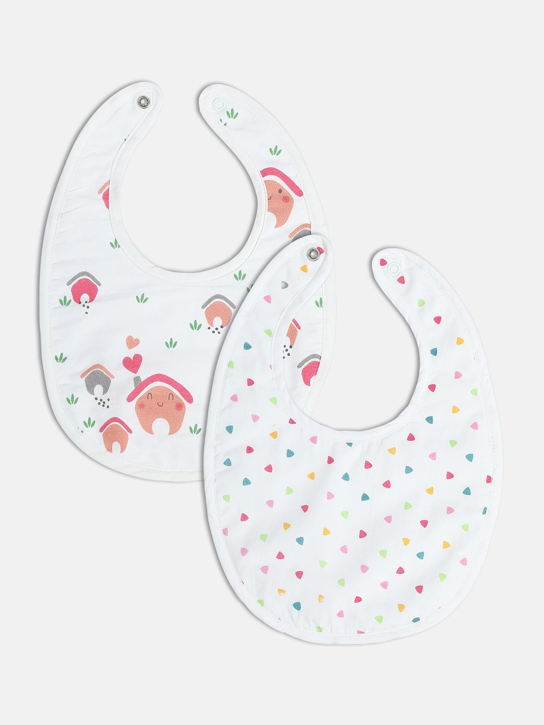 

MINI KLUB Kids Pack of 2 Printed Bibs, White