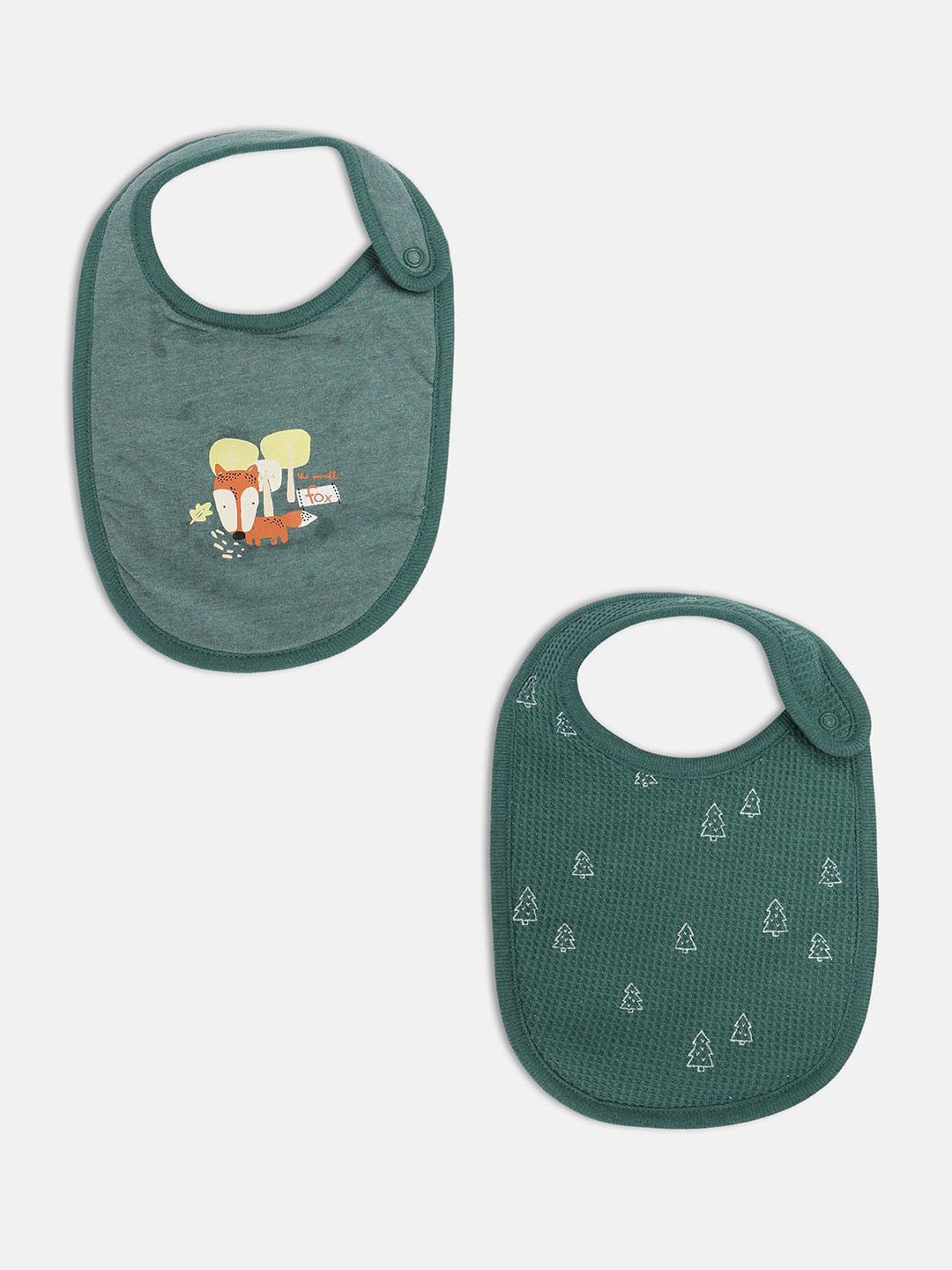 

MINI KLUB Infant Boys Pure Cotton Pack Of 2 Printed Bibs, Green