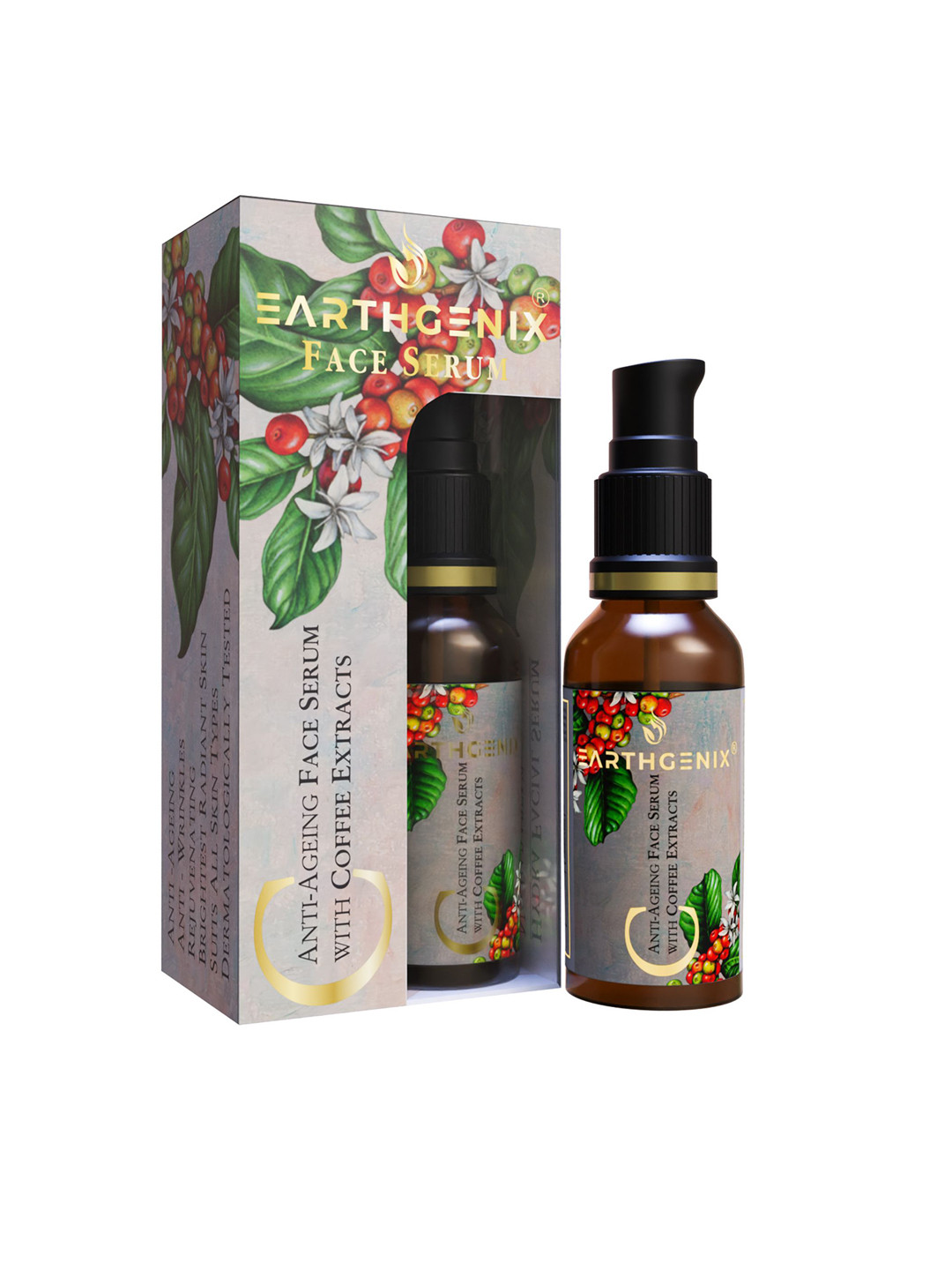 

Earthgenix Anti-Ageing Face Serum With Coffee Extracts- 30 ml, Brown