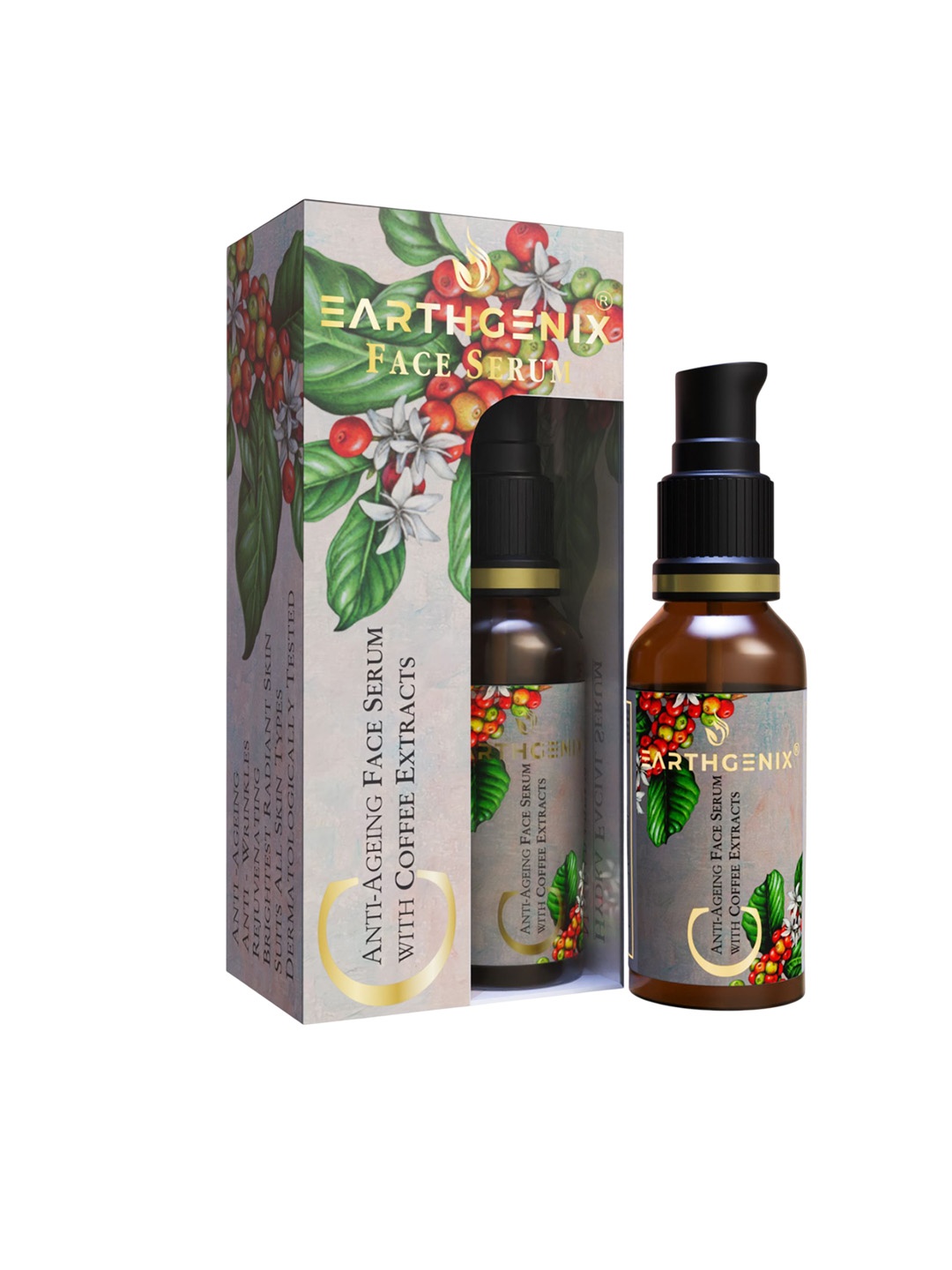 

Earthgenix Anti-Ageing Face Serum With Coffee Extracts - 15 ml, Brown
