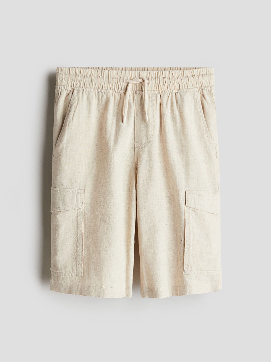 

H&M Linen-Blend Cargo Shorts, Beige