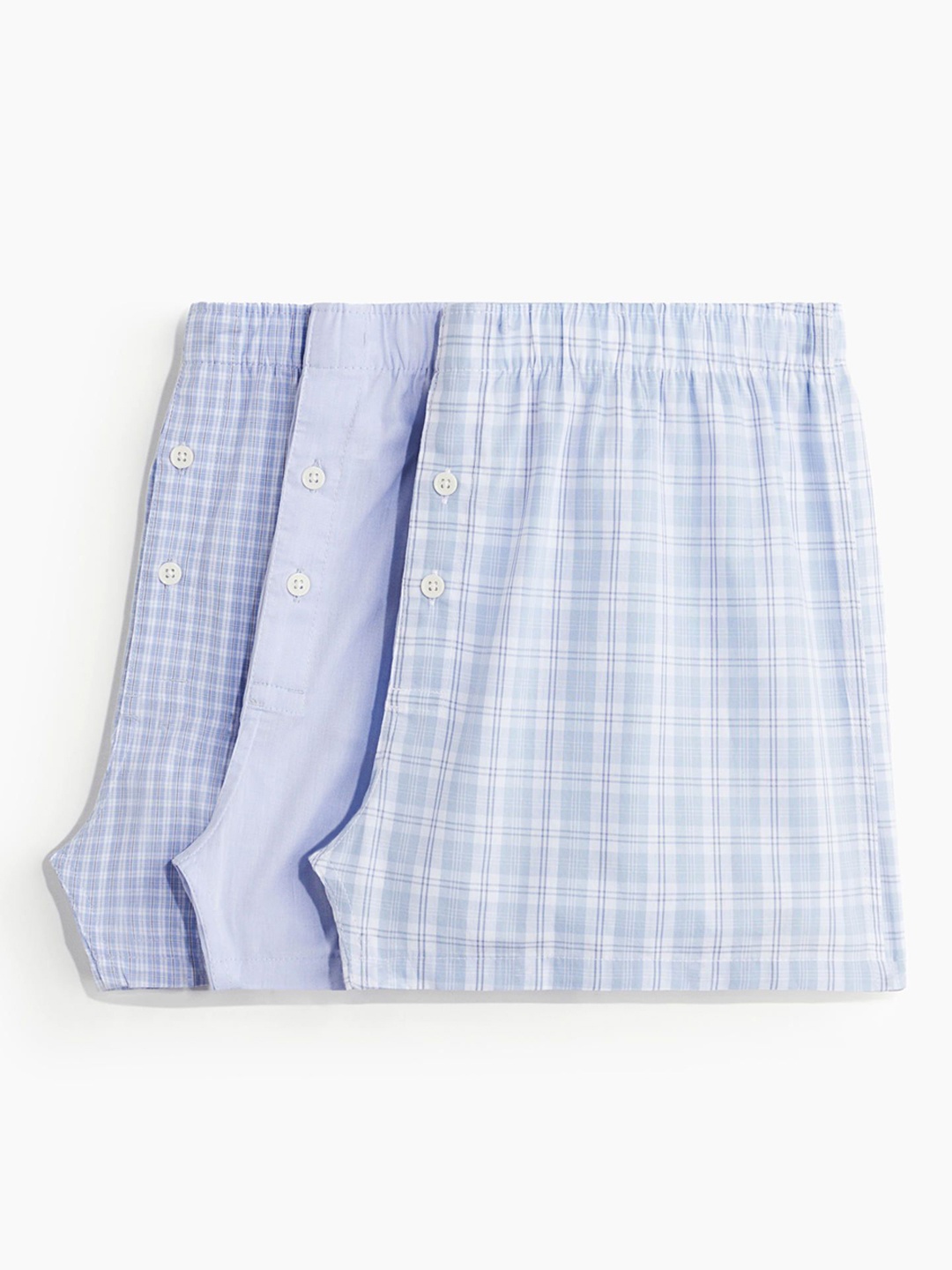 

H&M 3-Pack Woven Cotton Boxer Shorts, Blue