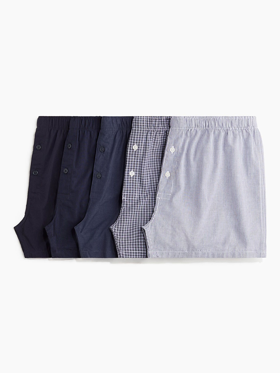 

H&M 5-Pack Woven Cotton Boxer Shorts, Blue