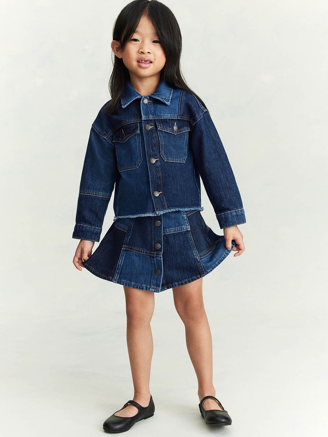 

H&M Patched Denim Skirt, Blue