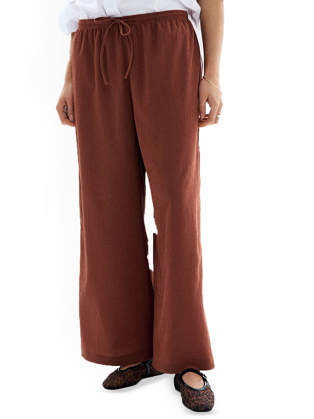 

H&M Textured Jersey Drawstring Trousers, Orange