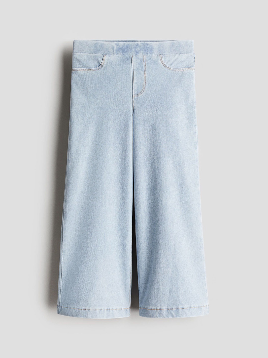 

H&M Wide Denim-Look Trousers, Blue