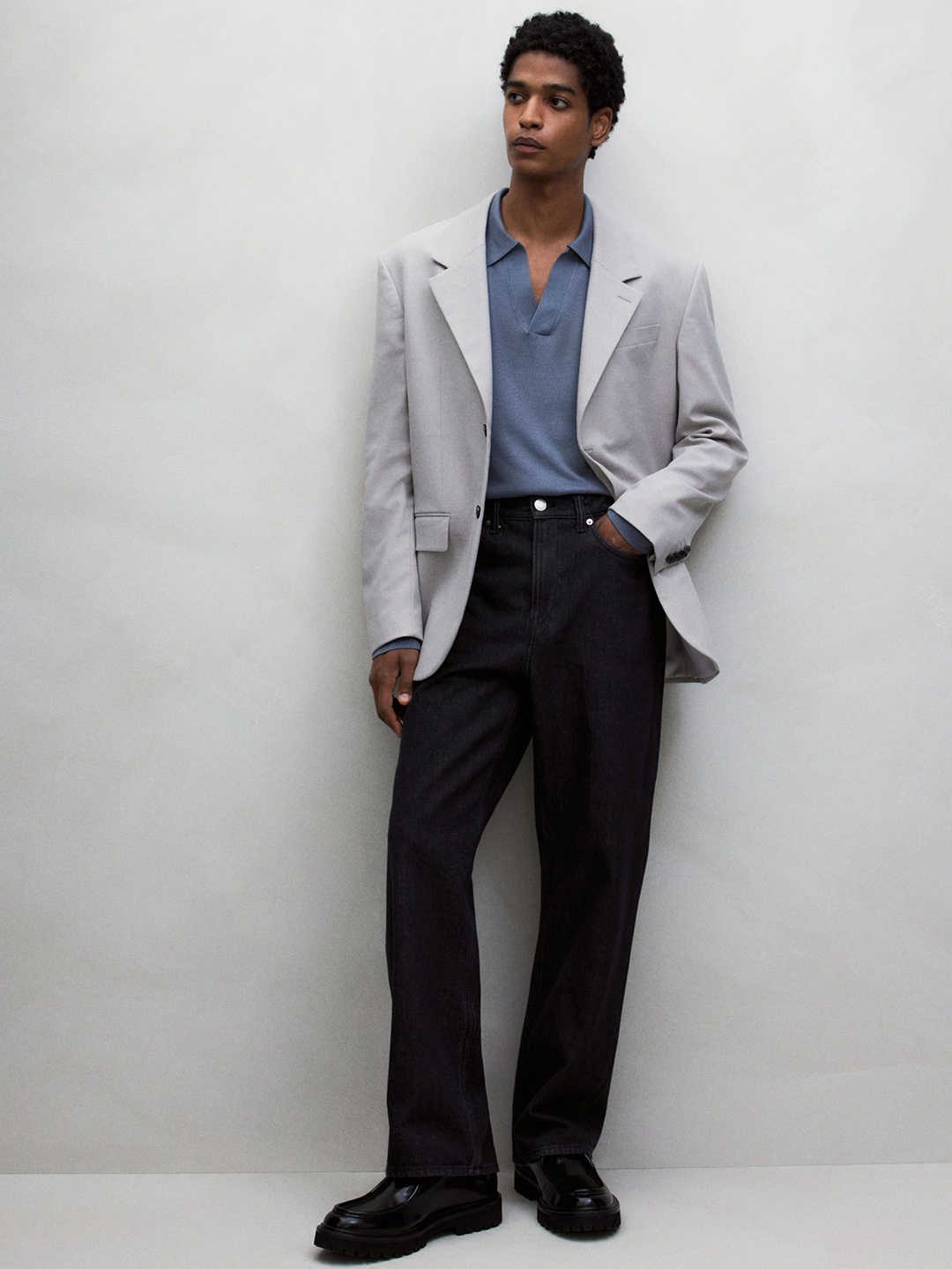 

H&M Relaxed Fit 5-Pocket Twill Trousers, Black
