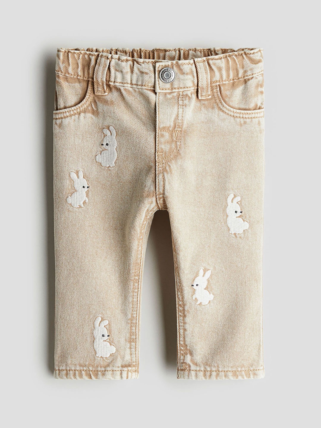 

H&M Embroidery-Detail Jeans, Beige