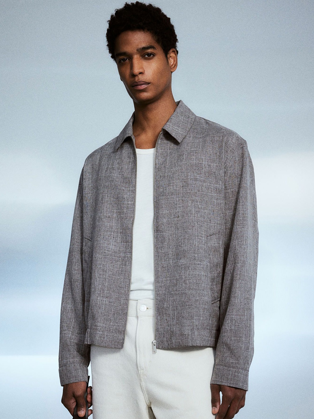 

H&M Regular Fit Twill Jacket, Grey