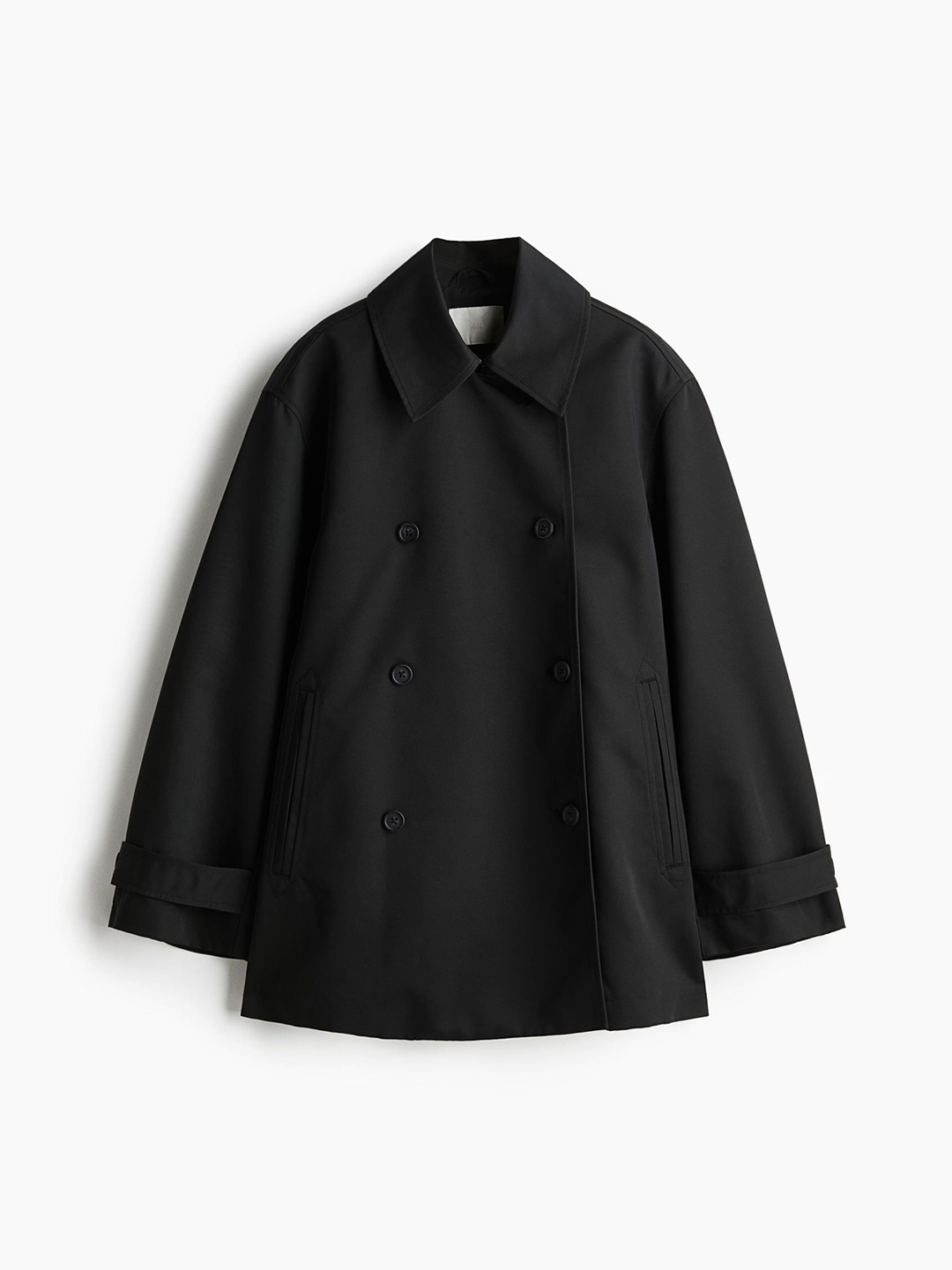 

H&M Short Trench Coat, Black