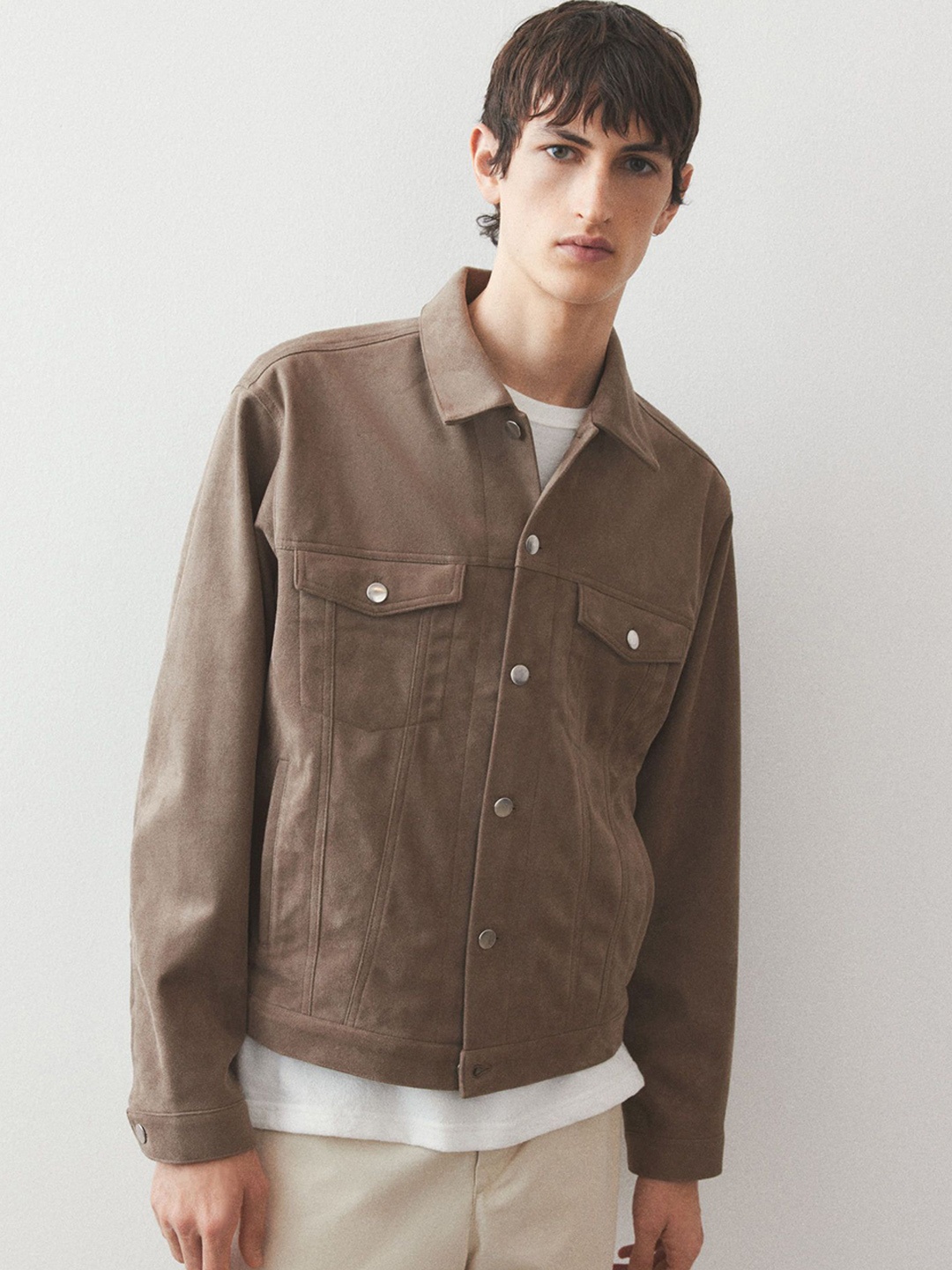 

H&M Regular Fit Napped Jacket, Beige