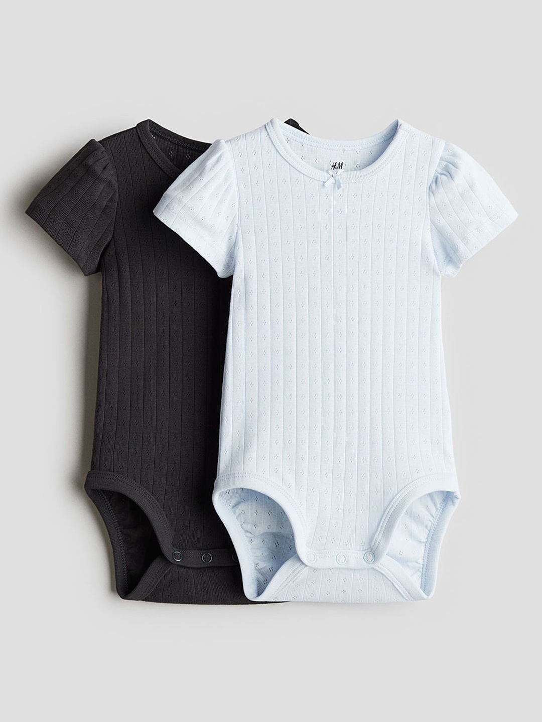

H&M 2-Pack Pointelle Bodysuits, Blue