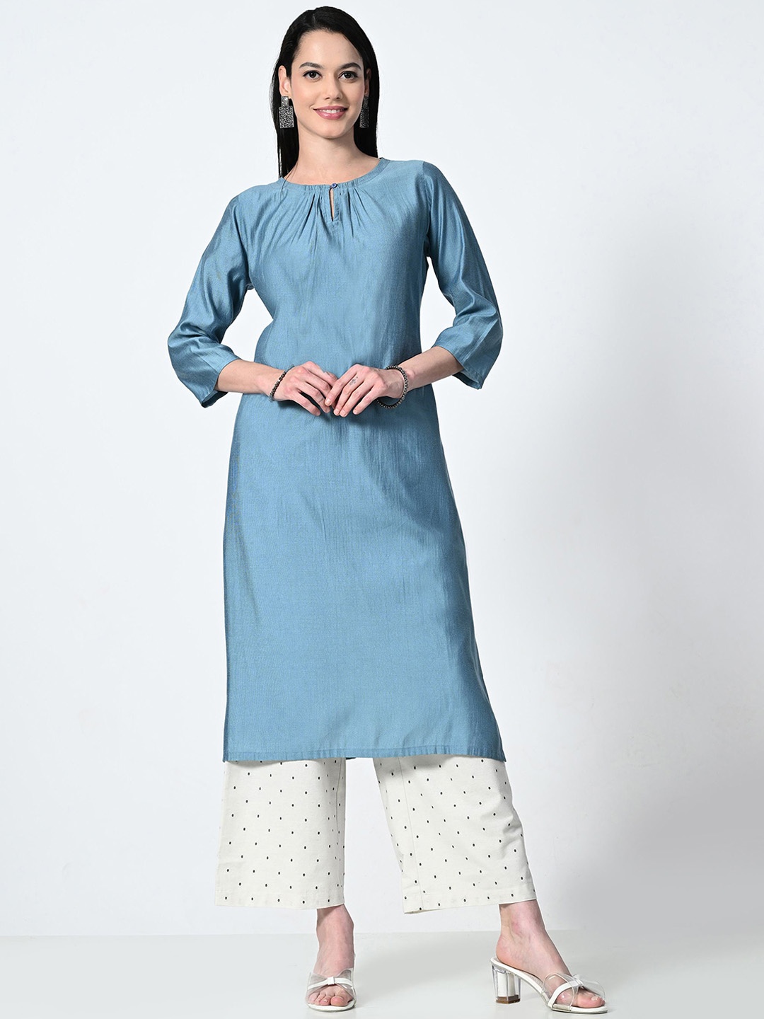 

ALL WAYS YOU Keyhole Neck Straight Kurta, Blue