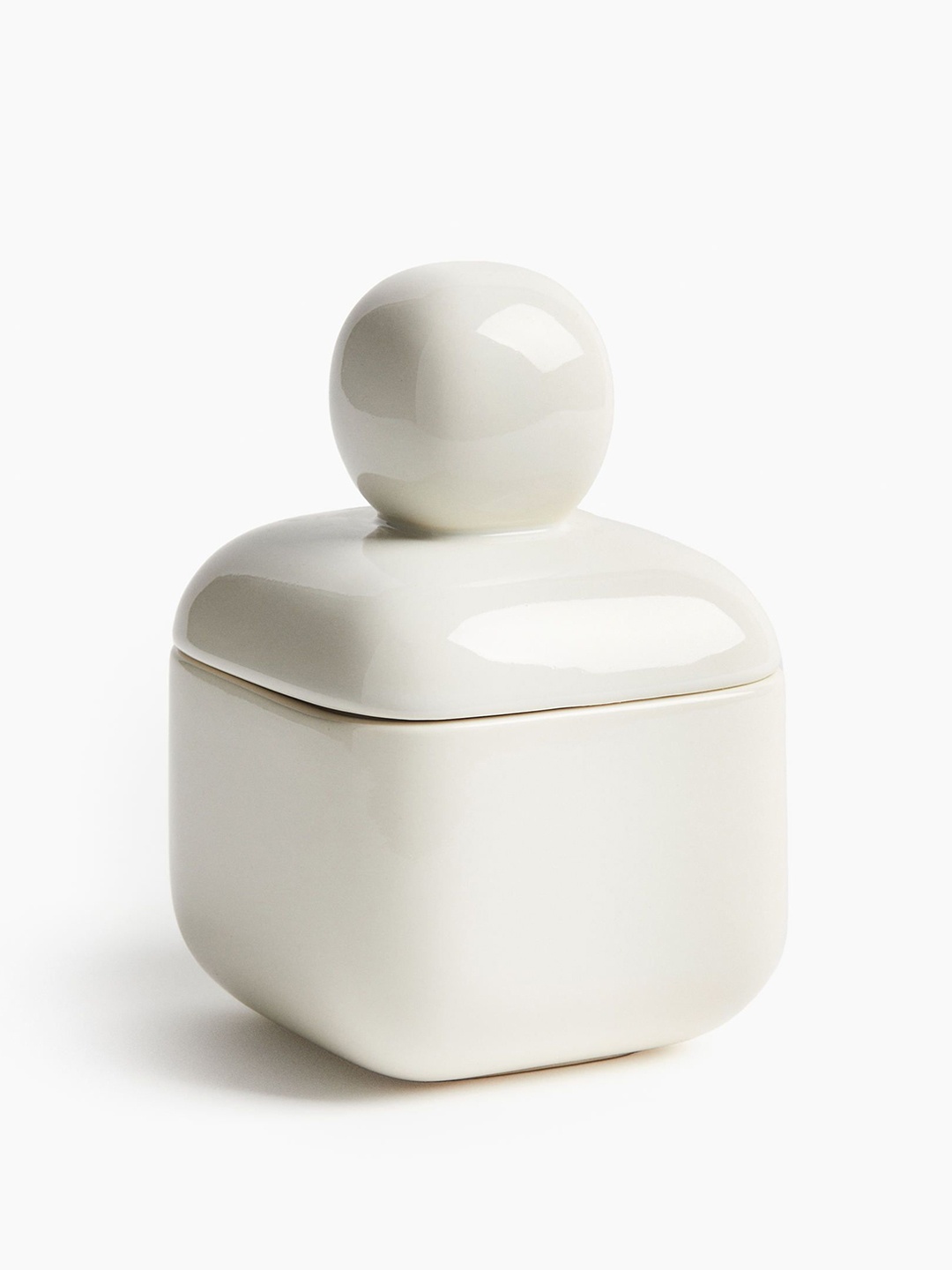 

H&M White Small Stoneware Box With A Lid