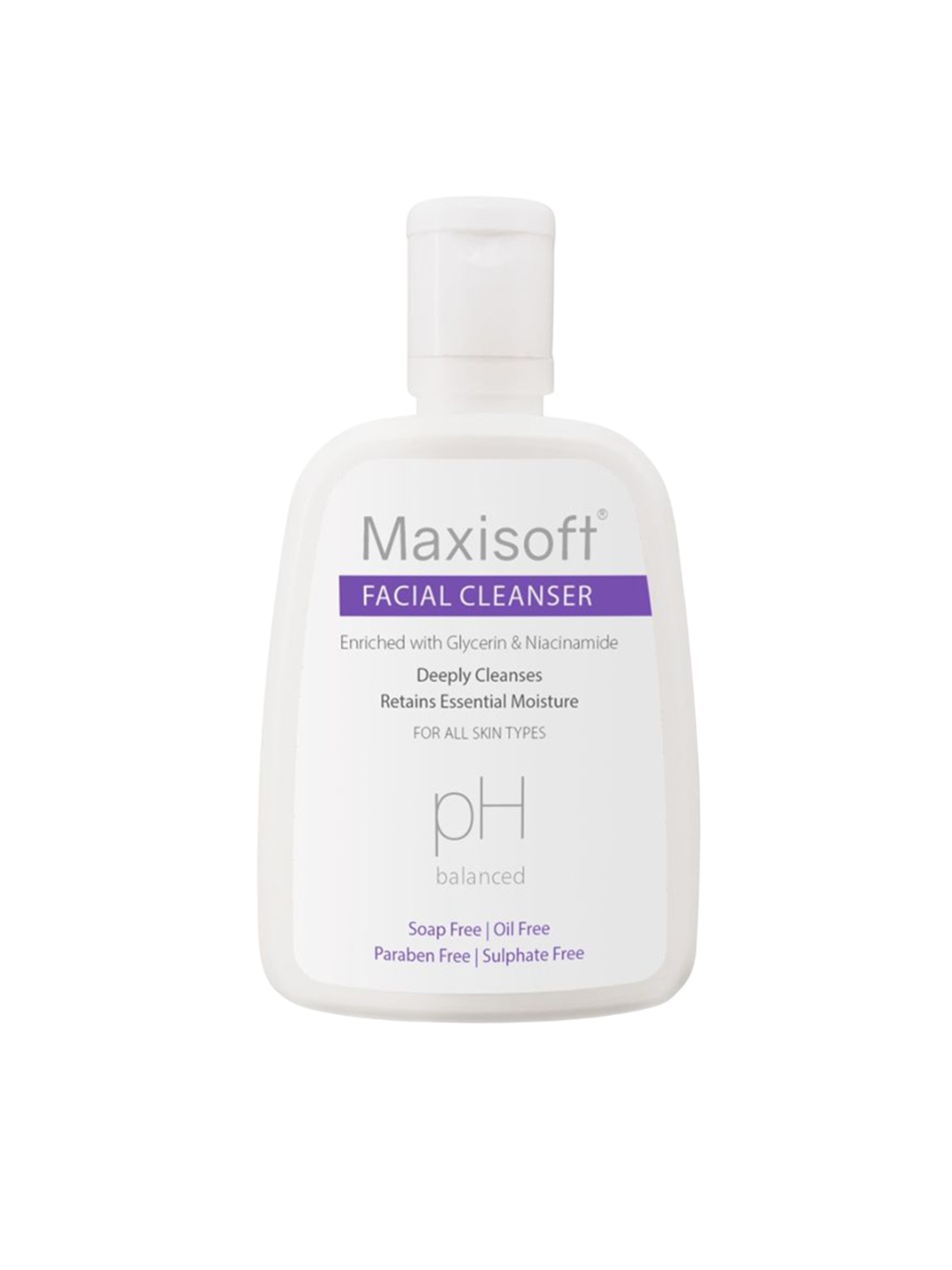 

Maxisoft pH Balanced Facial Cleanser With Glycerin & Niacinamide - 125 ml, White