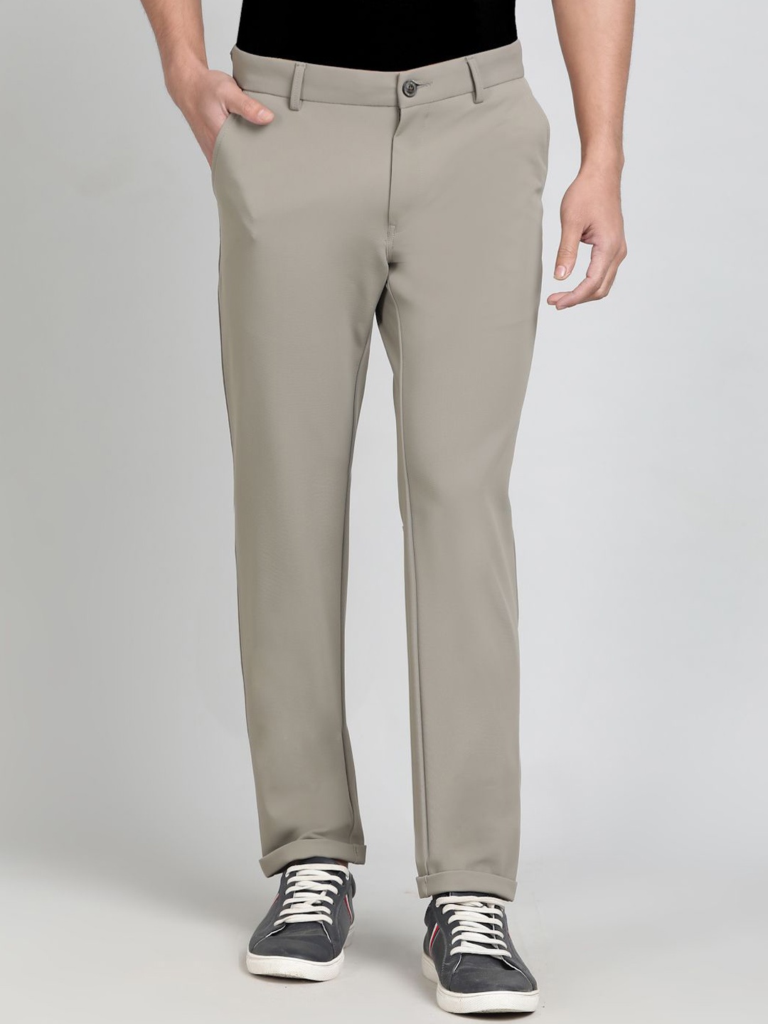 

JADE BLUE Men Slim Venice Fit Trousers, Beige