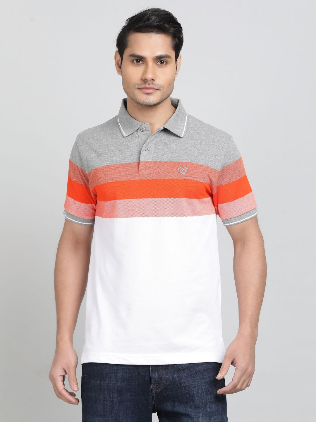 

Greenfibre Men Colourblocked Polo Collar Cotton Slim Fit T-shirt, White